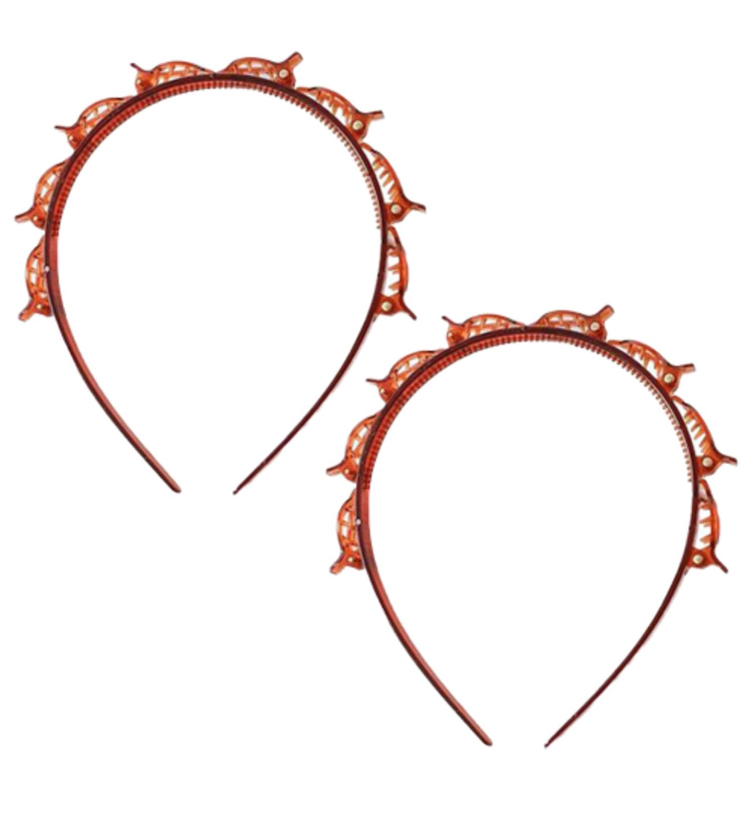 Clip Headband 2 Double Braid Bangs Hairstyle Hairpin Professional Weaving Hairband With Clips Hairbands Women For Weddings Parties Valentine'S Day Short Long Hair Red - Buy Online on GoSupps.com