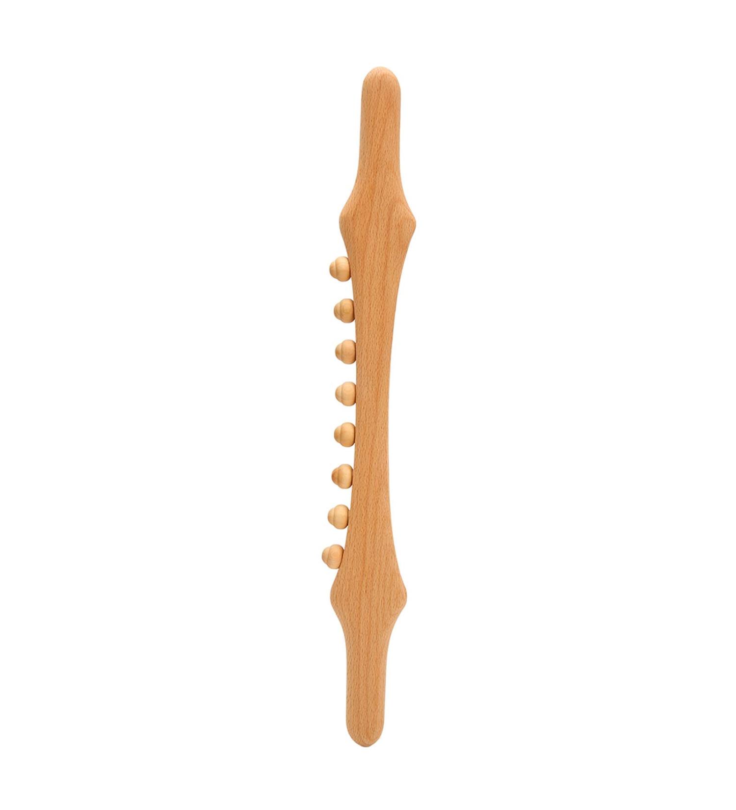 Wood Massage Tab | Curved Manual Massage Tools for Neck & Back Pain Relief | 8-Bead Handheld Massager - Buy Online on GoSupps.com