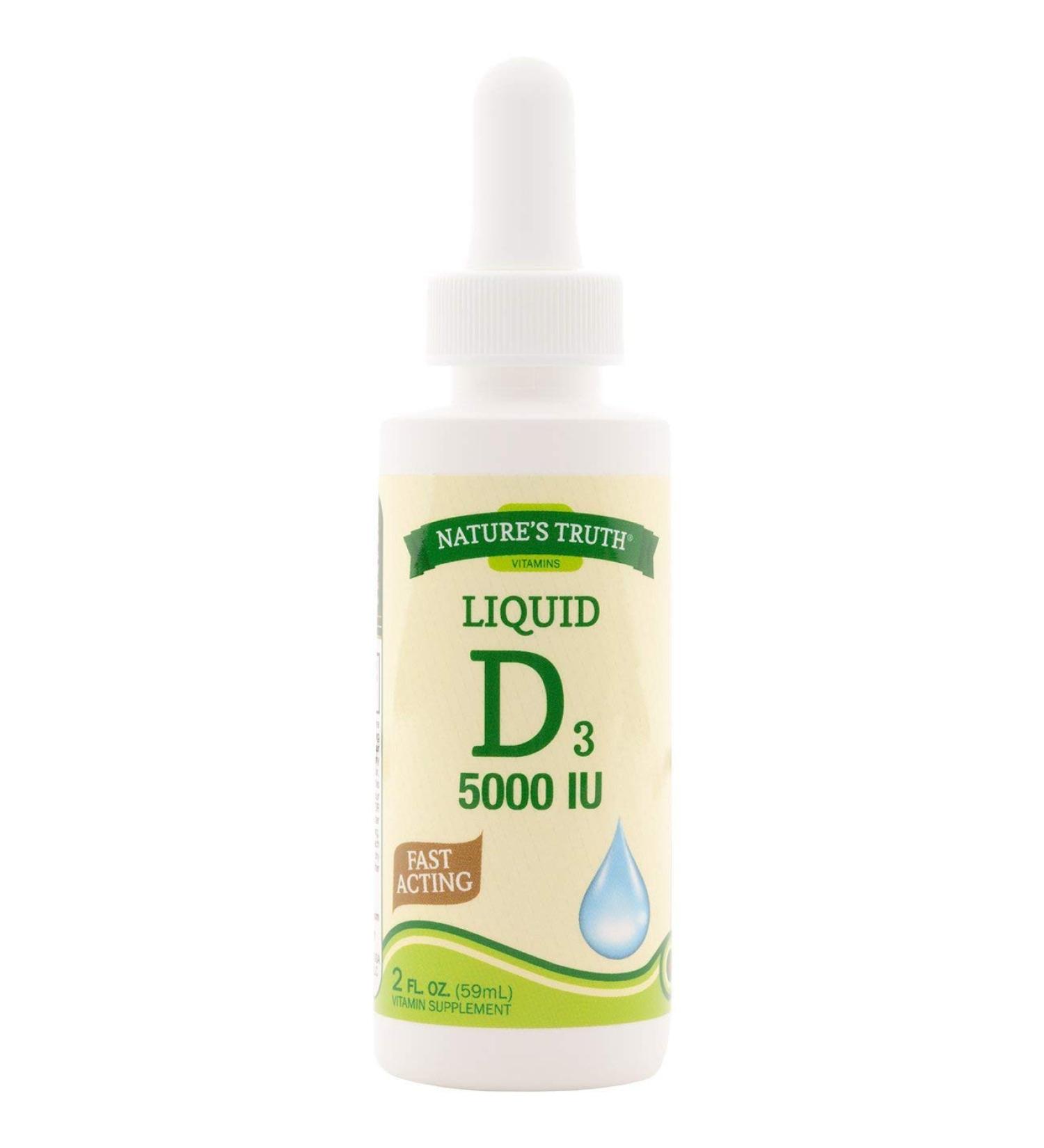 Nature's Truth D3 5000 IU Fast Acting Vitamin Supplement Liquid - 2 oz Pack of 6