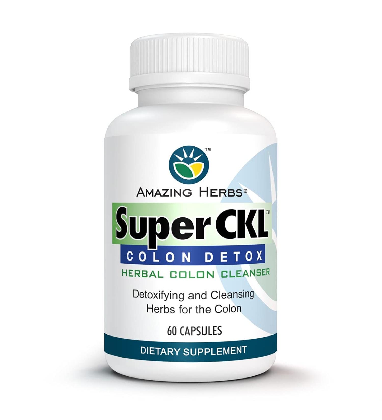 Amazing Herbs Super CKL Colon Detox - All-Natural Herbal Colon Cleanser Improves Digestion & Aids in the Removal of Waste - 60 Count