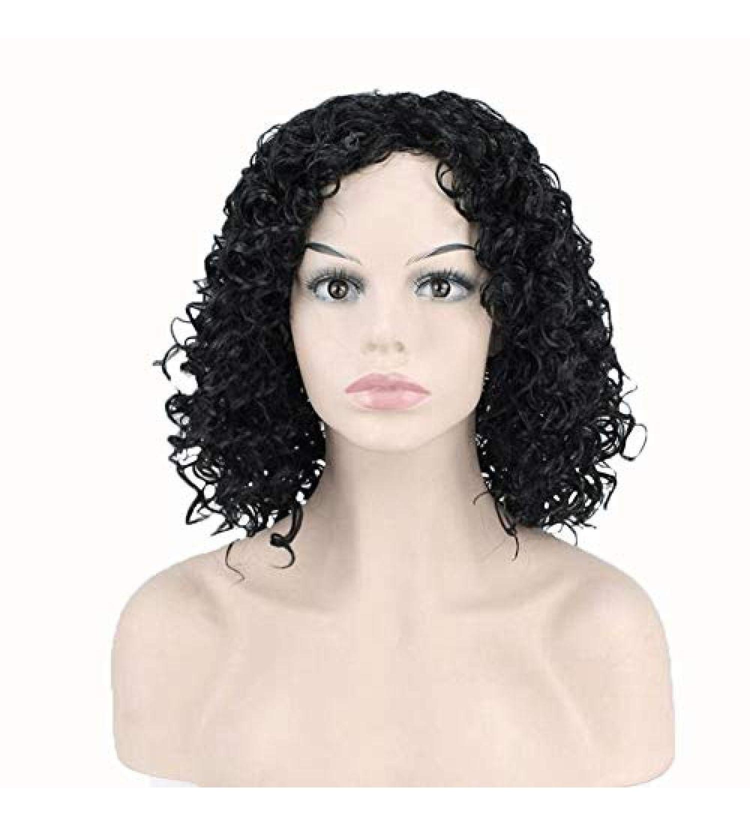 BGHJUE Lace Front Wigs - Natural Curly Human Hair Wig with Baby Hair | 38cm Black | International Shipping - Buy Online on GoSupps.com