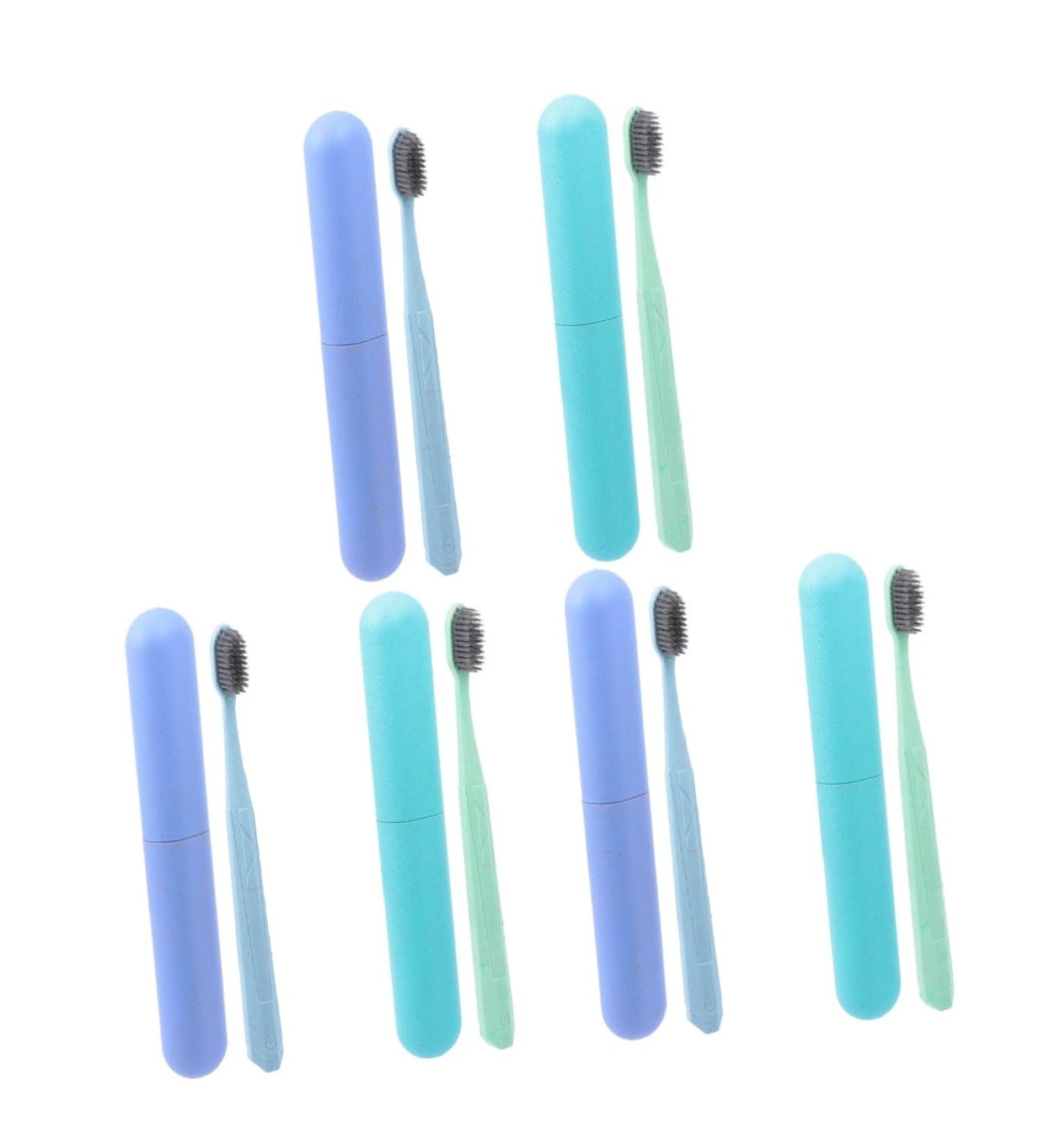 Healeved 6-Piece Travel Toothbrush Set | Colorful Toothbrushes & Case | Eco-Friendly Wheat Material | Ultra Soft Gum Care | Perfect Gift for Travelers - Buy Online on GoSupps.com