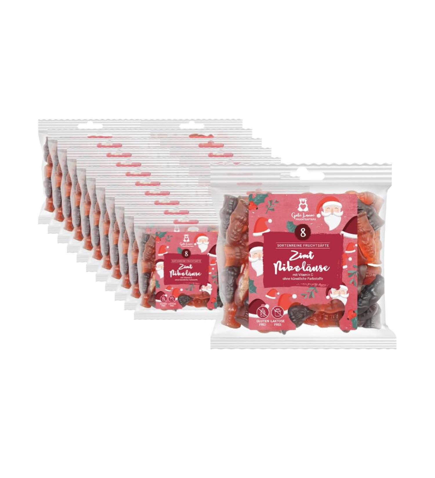  naschlabor naschlabor x Good Mood - Christmas Fruit Juice Bears - No artificial colors or flavor enhancers - Gluten and lactose free (Nicolas with cinnamon) - 23 x 150 g - Buy Online on GoSupps.com