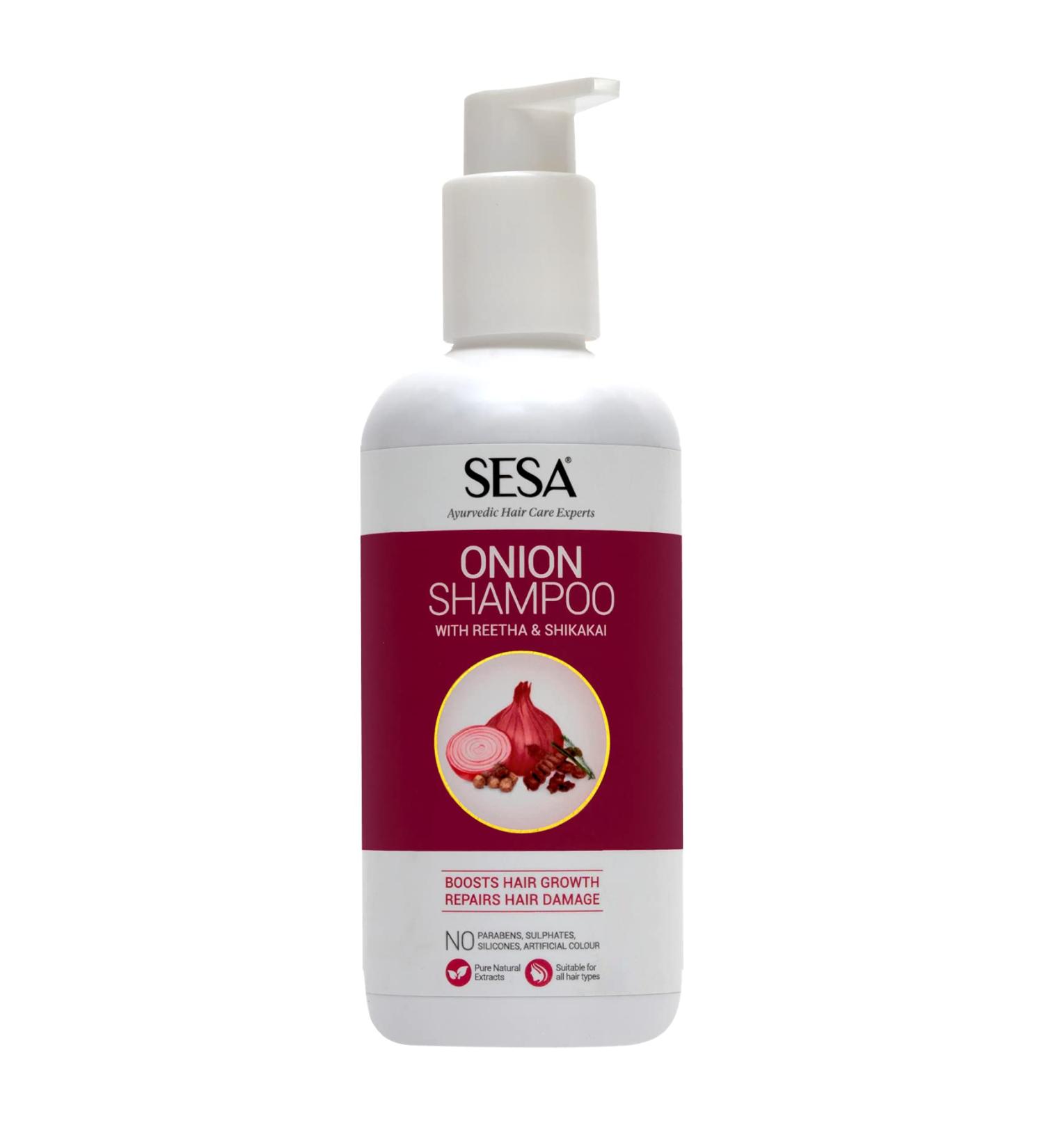Sesa Onion Shampoo 300ml | Natural Hair Growth & Damage Control | Paraben & Sulphate Free | Reetha & Shikakai | Buy Online - Buy Online on GoSupps.com
