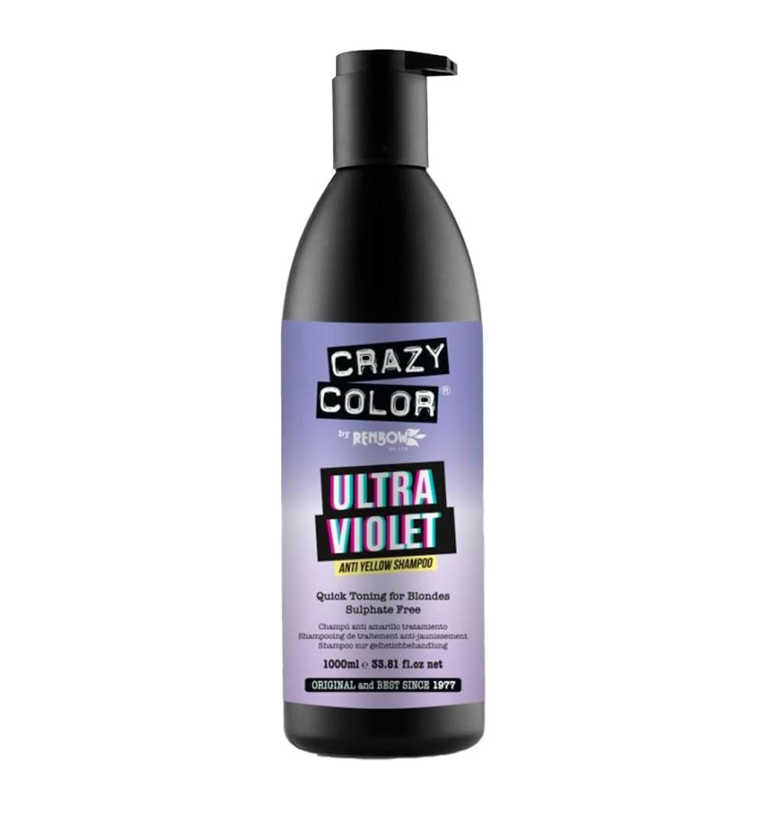 Crazy Color No Yellow Shampoo Ultraviolet 1000ml - shampoing anti-jaunissement