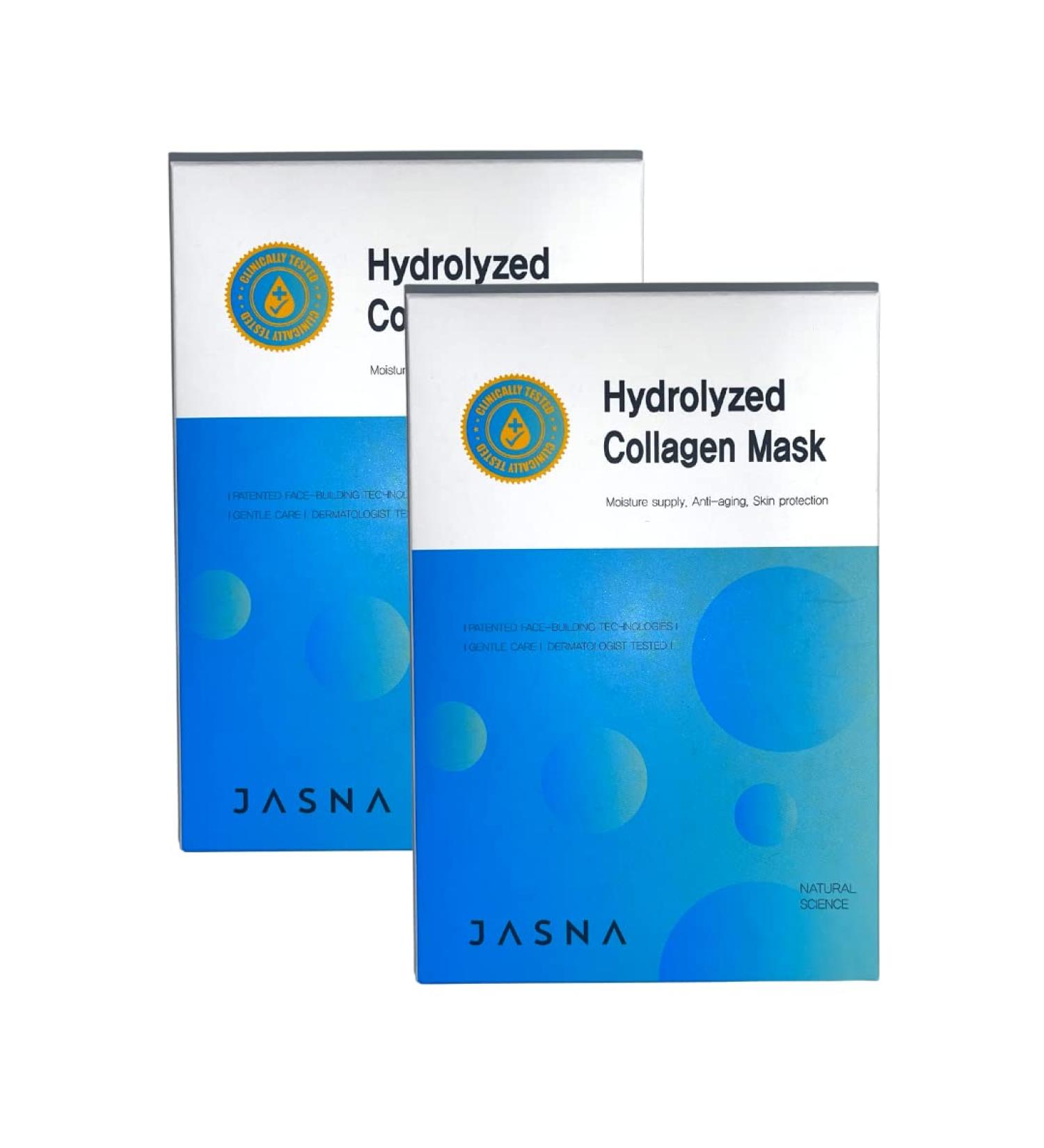 Jasna Korean Beauty Collagen Hyaluronic Acid Face Mask 10 Pack - Anti-Wrinkle & Skin Elasticity | Hydrating Collagen & Hyaluronic Acid Formula - Buy Online on GoSupps.com