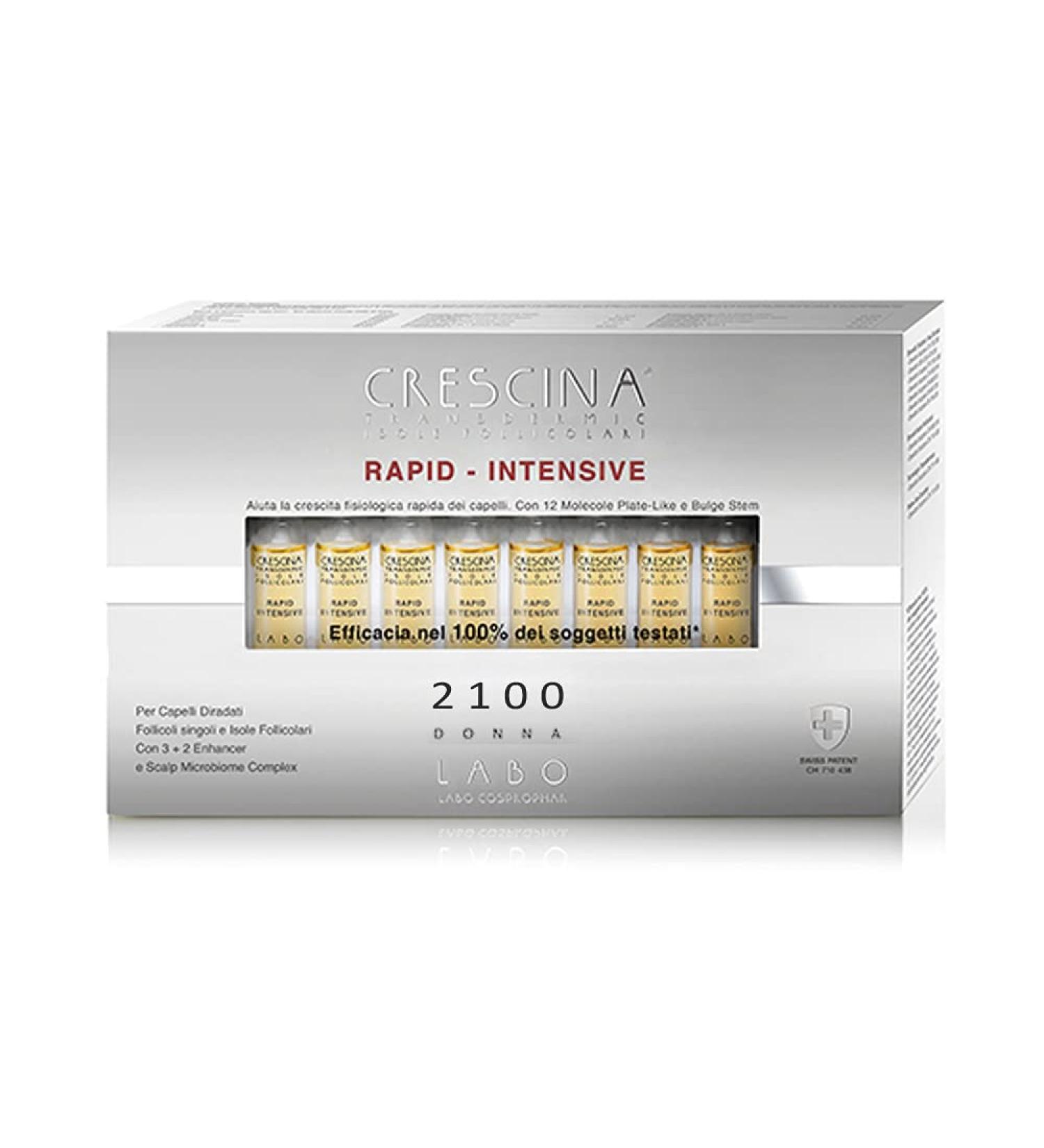 Labo Crescina Transdermic Rapid-Intensive Isole Folliculaire 2100 pour femme 40 ampoules Traitement anti-chute cheveux