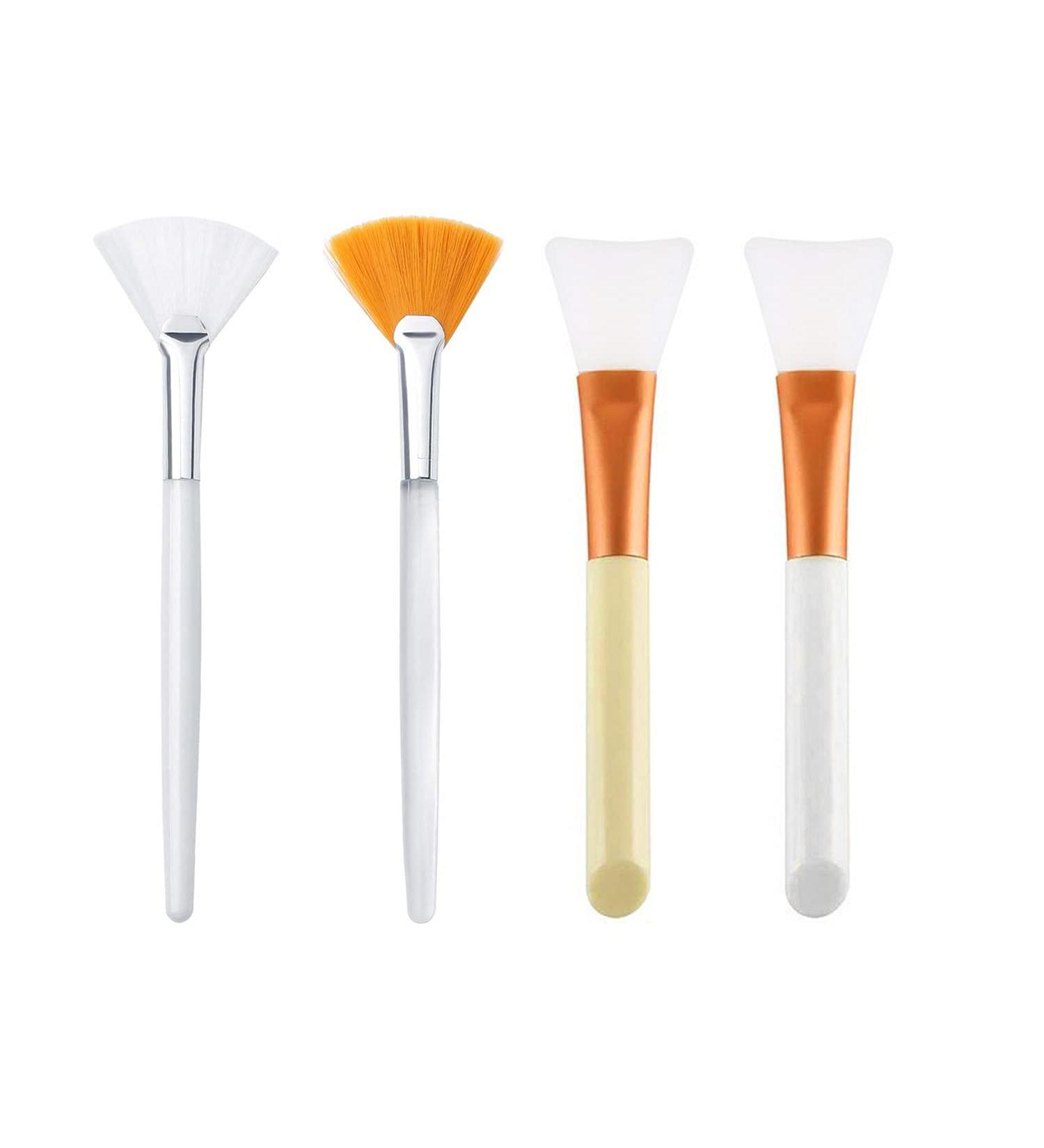 Silicone Fan Brushes for Facials - 4 Pcs Face Mask Applicator Set for Makeup & Skin Care - Buy Online on GoSupps.com