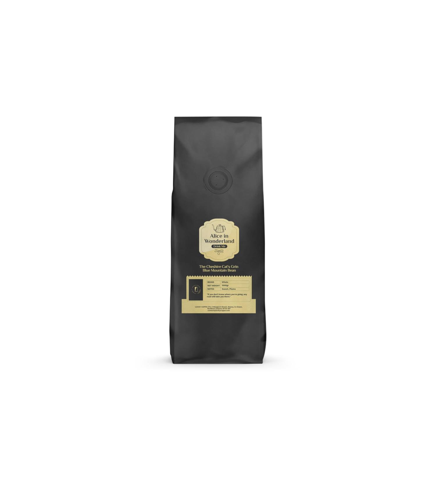 Lucky Cuppa's "Drink Me Potion" Cheshire Cat's Grin Coffee Blend - Light Roast Whole Coffee Beans - Blue Mountain Coffee Beans - Alice in Wonderland Gifts for Men - 1kg - Buy Online on GoSupps.com