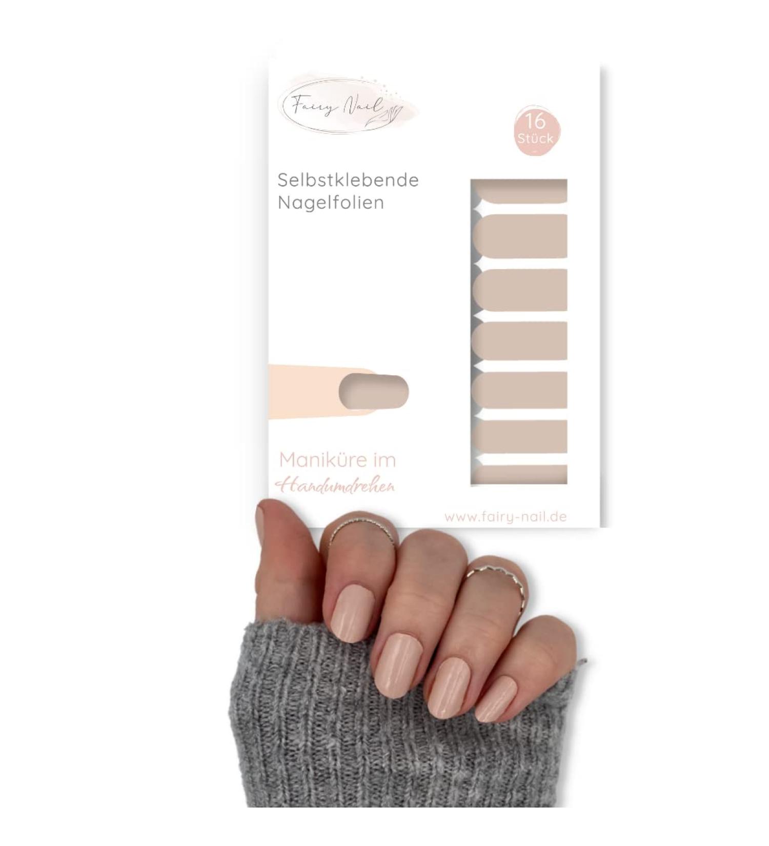 Fairy Nail Self-Adhesive Nail Foils - Beige Manicure Nail Wraps & Stickers (16 Strips) | Shop Internationally for Stunning Nail Art - Buy Online on GoSupps.com