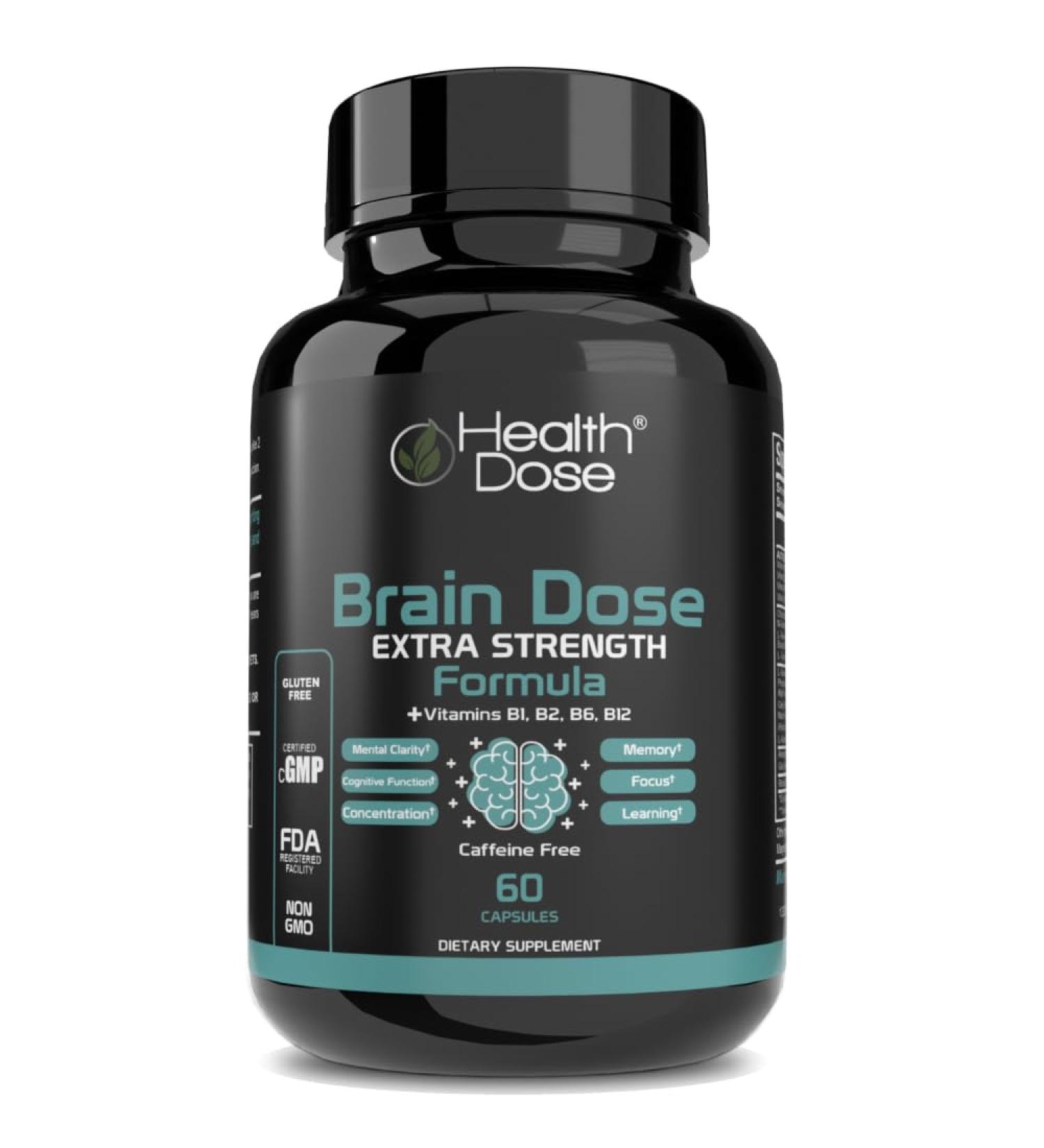 Brain Dose Premium Nootropics | Caffeine-Free Mental Focus & Energy | 60-Count for Men & Women - Shop Internationally - Buy Online on GoSupps.com