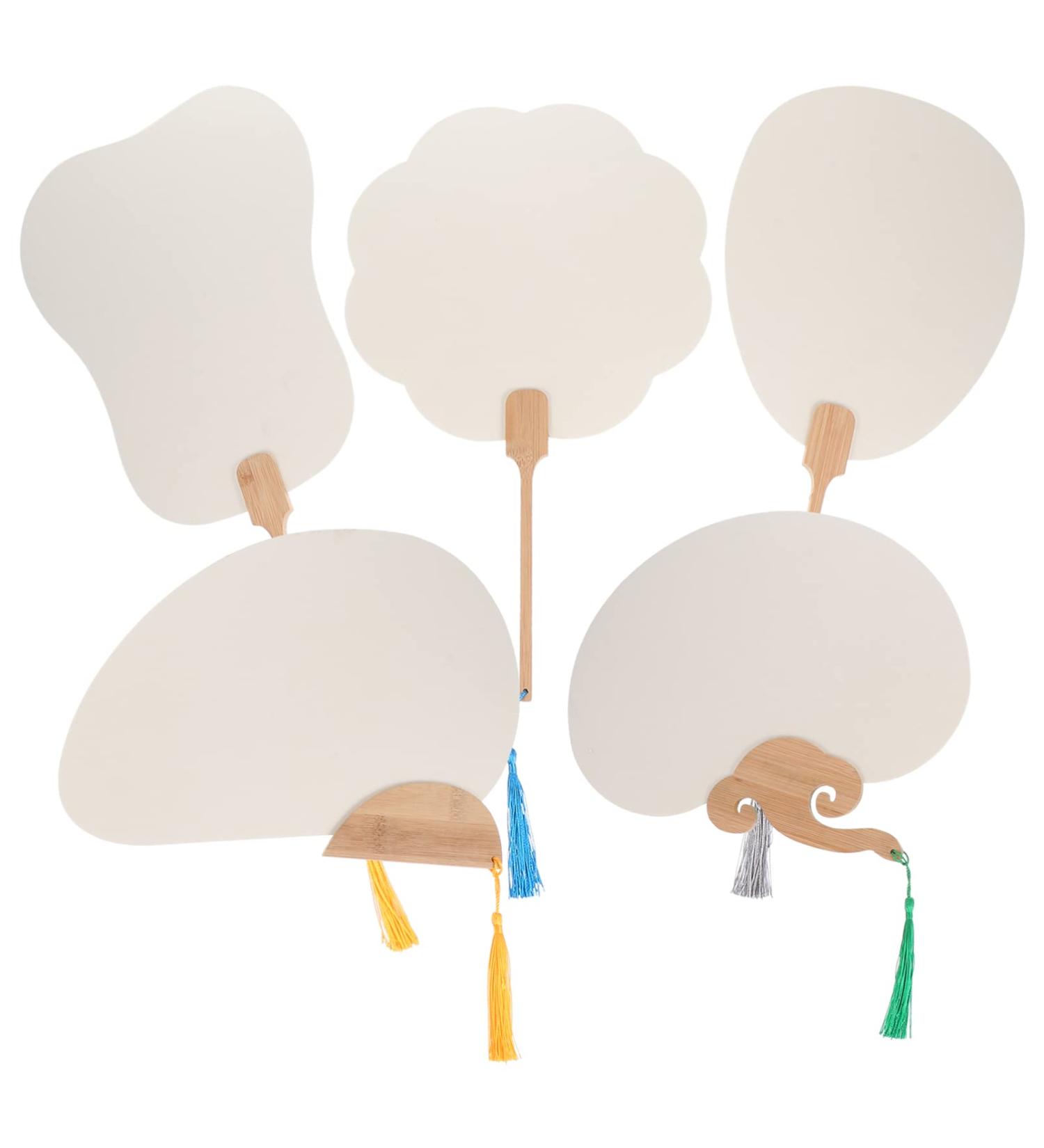 EXCEART 5 Pcs Chinese Art Paper Fans - DIY Blank Hand Fans for Painting and Graffiti (White) - Buy Online on GoSupps.com