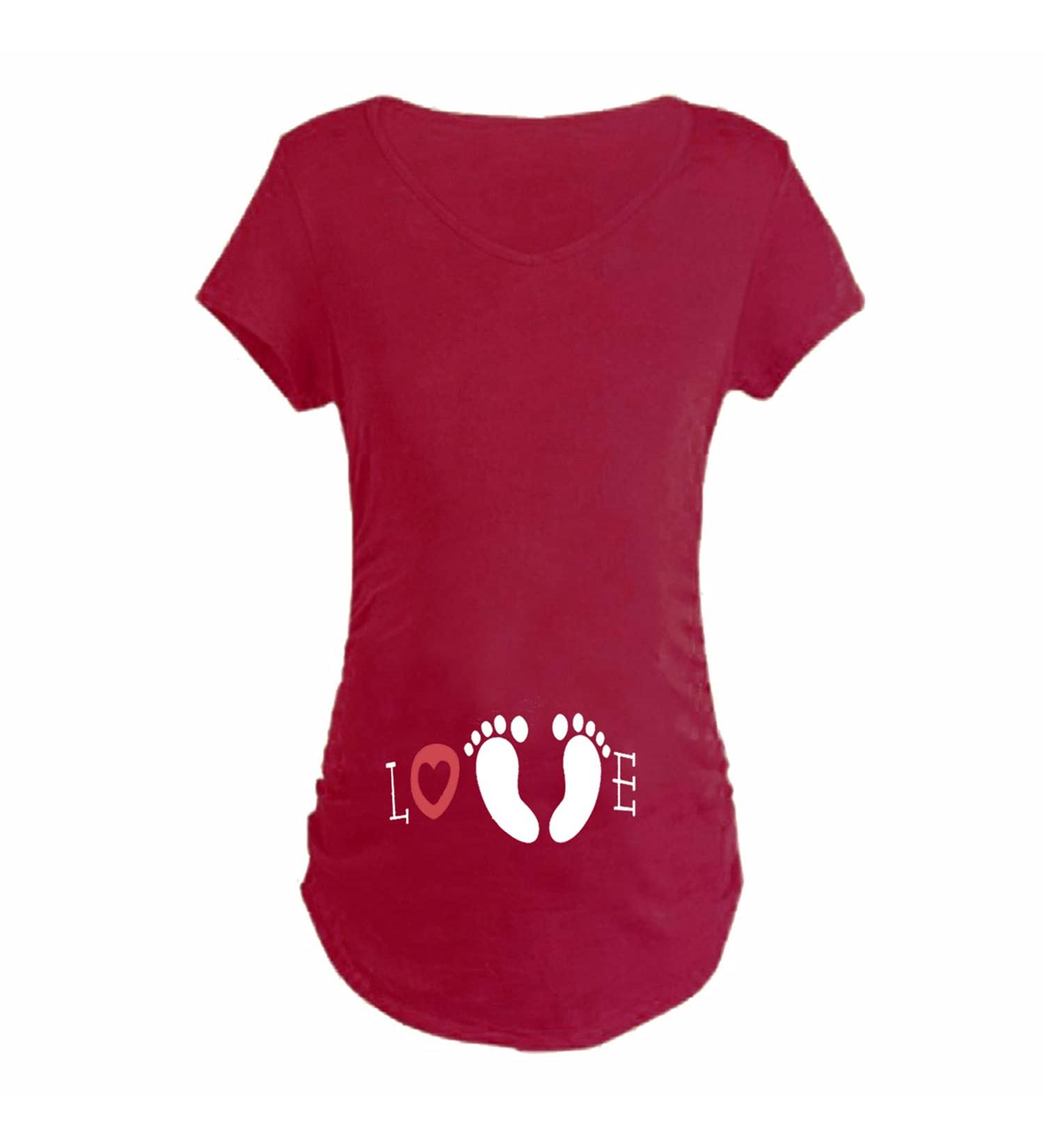 Maternity Funny Pregnancy Tee | Pregnant Women T Shirt (Love Wine Red XXL) - Buy Online on GoSupps.com