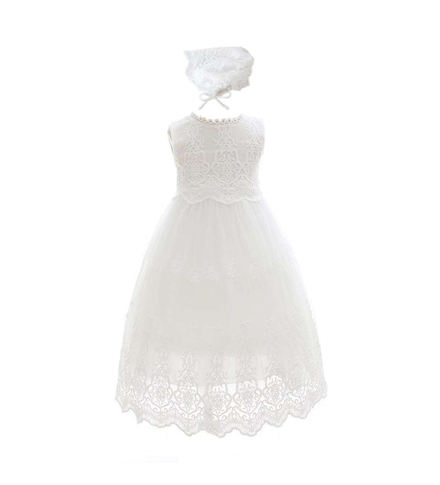Leideur Baby Long Christening Gown | White Baptism Dress for Girls | 12-18 Months - Buy Online on GoSupps.com