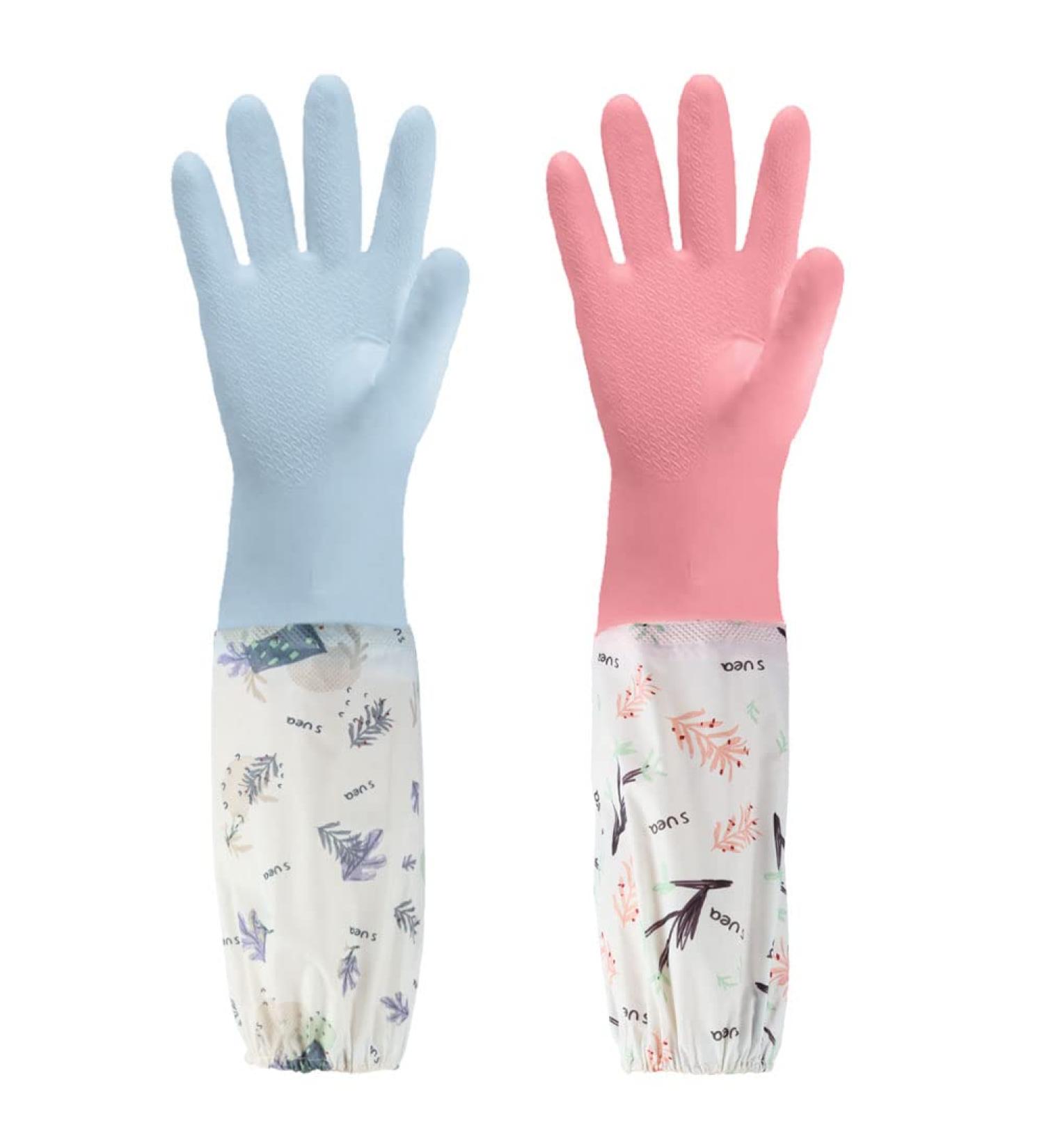 50cm Waterproof Rubber Cleaning Gloves with Long Cuff - 2 Pair Set, Style 6 - Buy Online on GoSupps.com