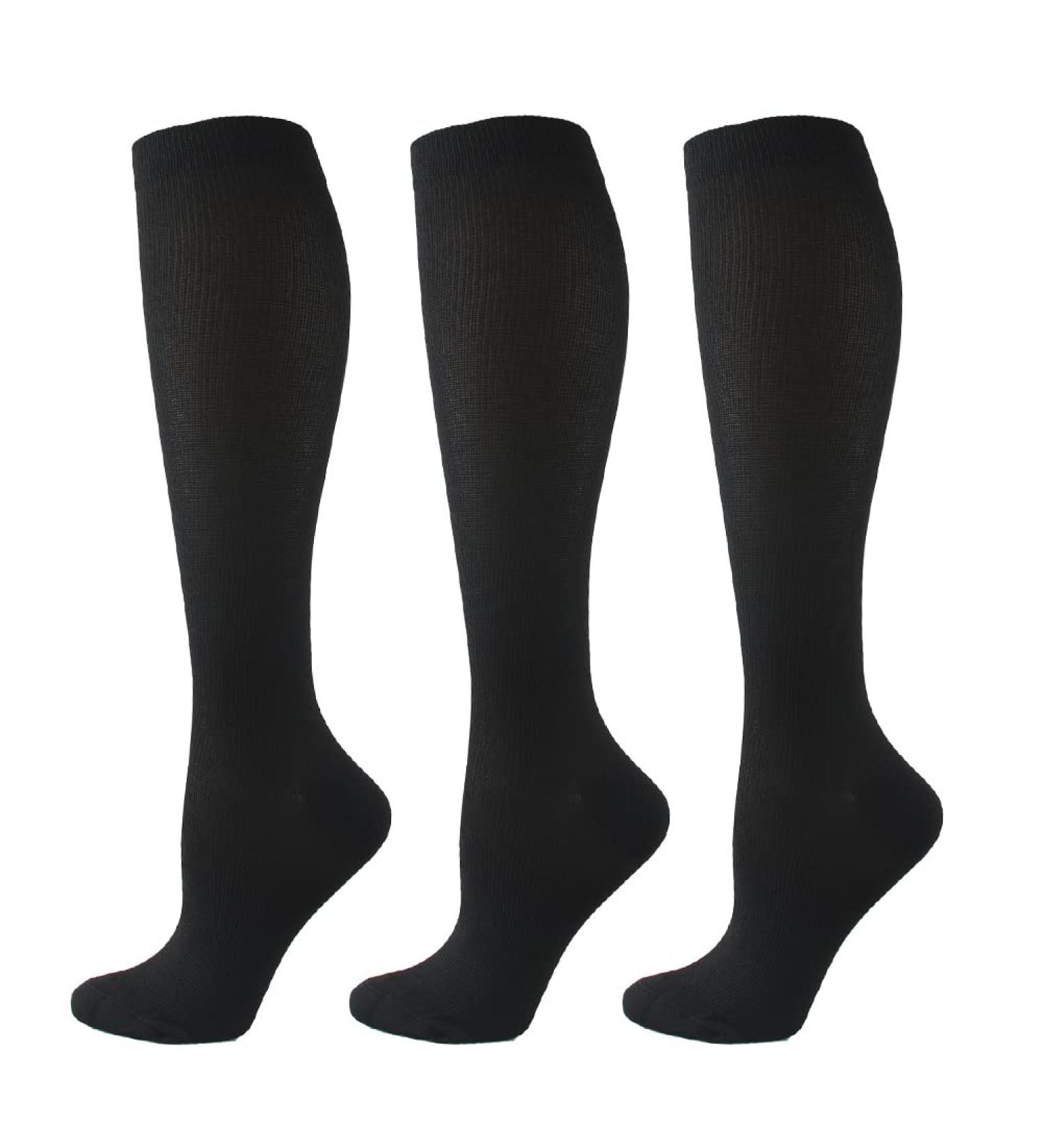 HYCOPROT Compression Socks (3 Pairs) 15-20 mmHg for Men & Women - Perfect for Athletics, Running, Nurses, Pregnancy & Travel - Black Large-X-Large - Buy Online on GoSupps.com