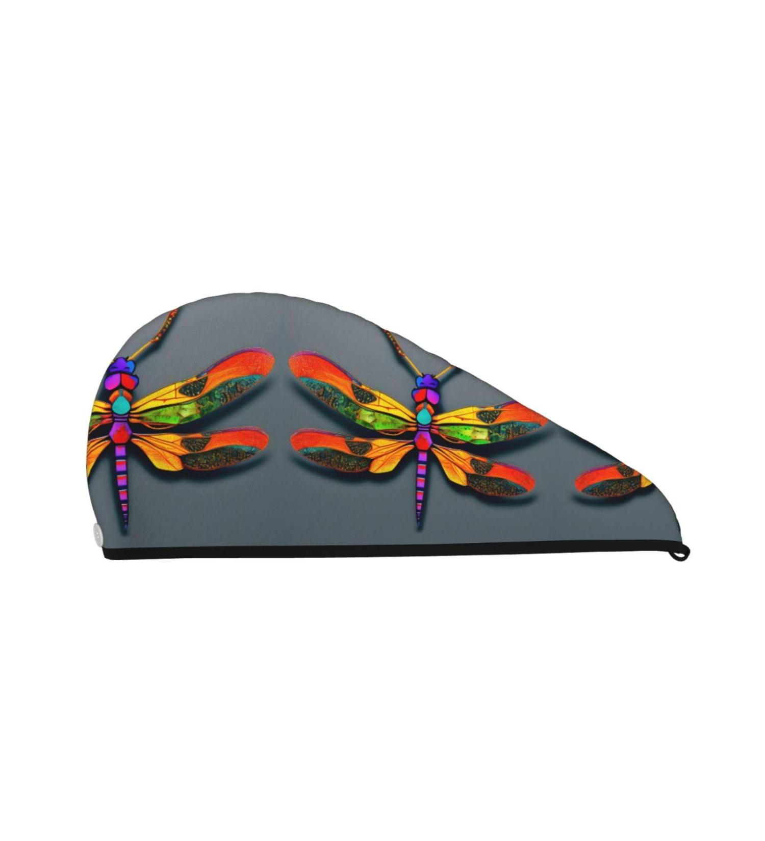 Cute Dragonfly Coral Velvet Dry Hair Cap | Quick-Dry Hair Towel Wrap for Men & Women | Ideal Travel & Home Accessory - Buy Online on GoSupps.com