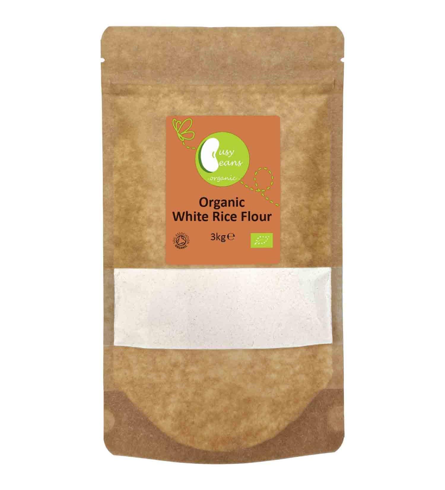 Organic White Rice Flour - Certified Organic - by Busy Beans Organic (3kg) - Buy Online on GoSupps.com