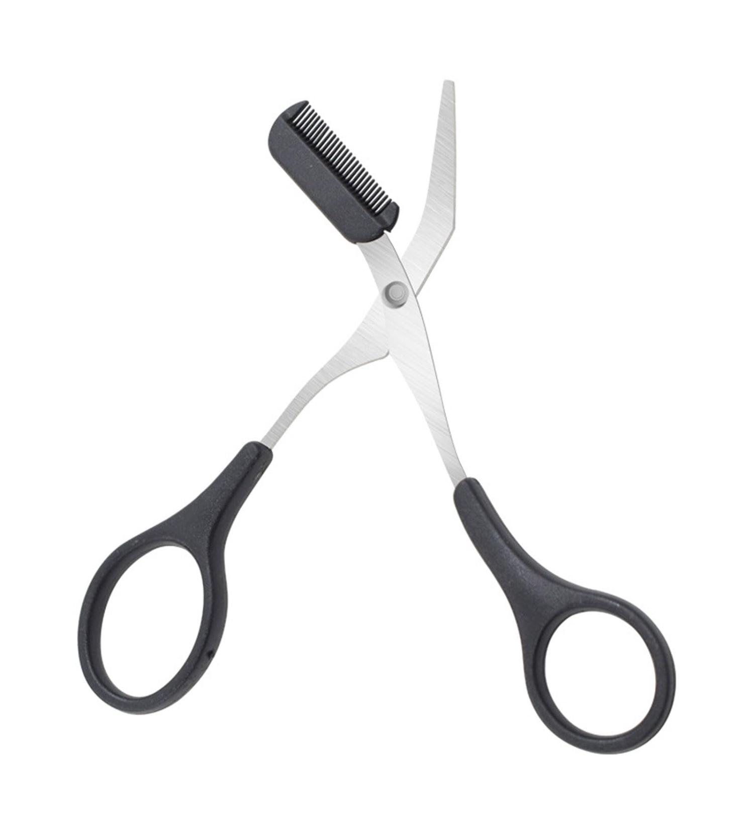 Precision Eyebrow Trimmer Scissors with Comb - Professional Hair Remover and Beauty Tool for Men and Women (Black) - Buy Online on GoSupps.com