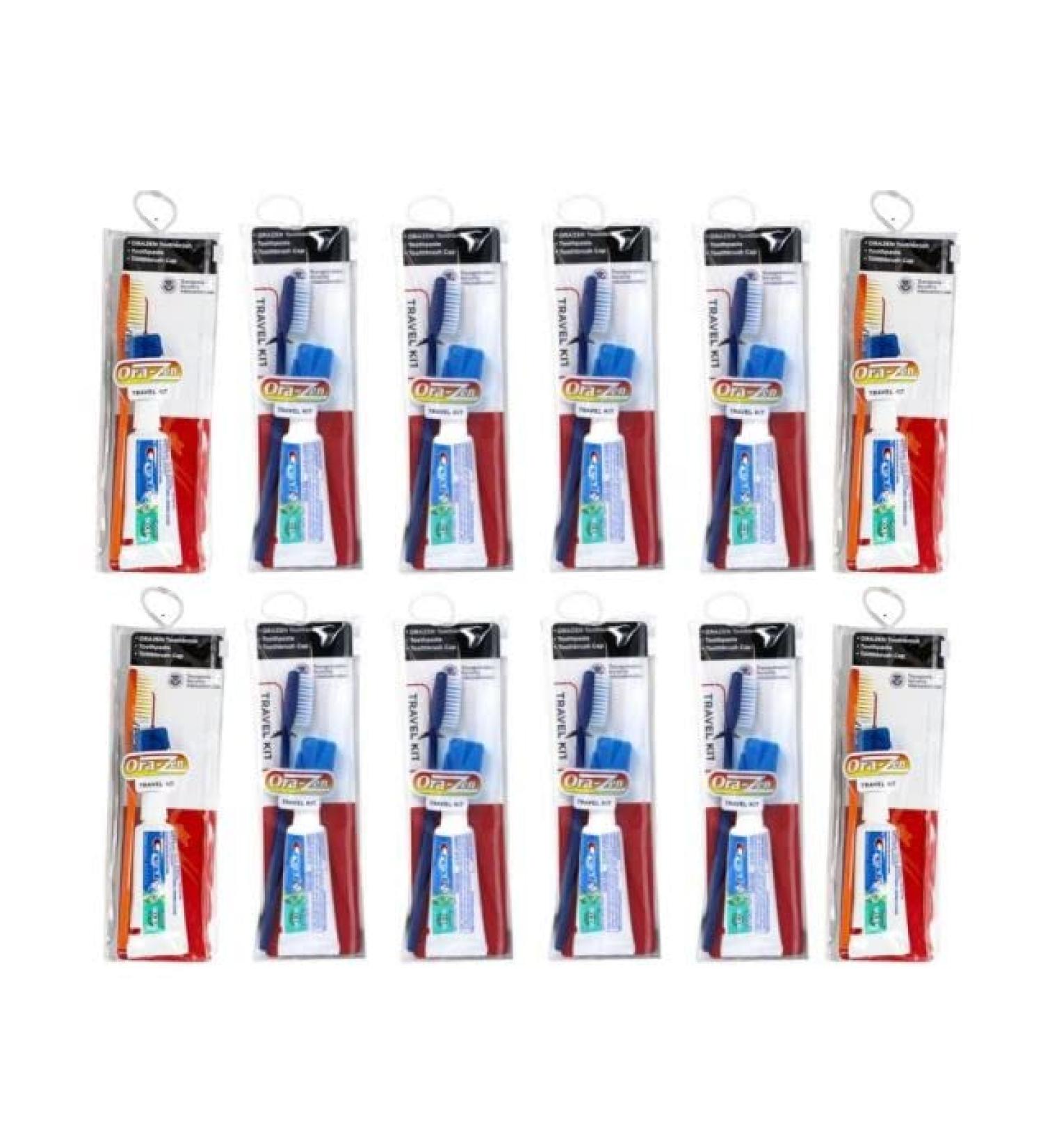 Ora-Zen Travel Toothbrush Kit - Soft Bristles with Cap & Toothpaste (Pack of 12) - Buy Online on GoSupps.com