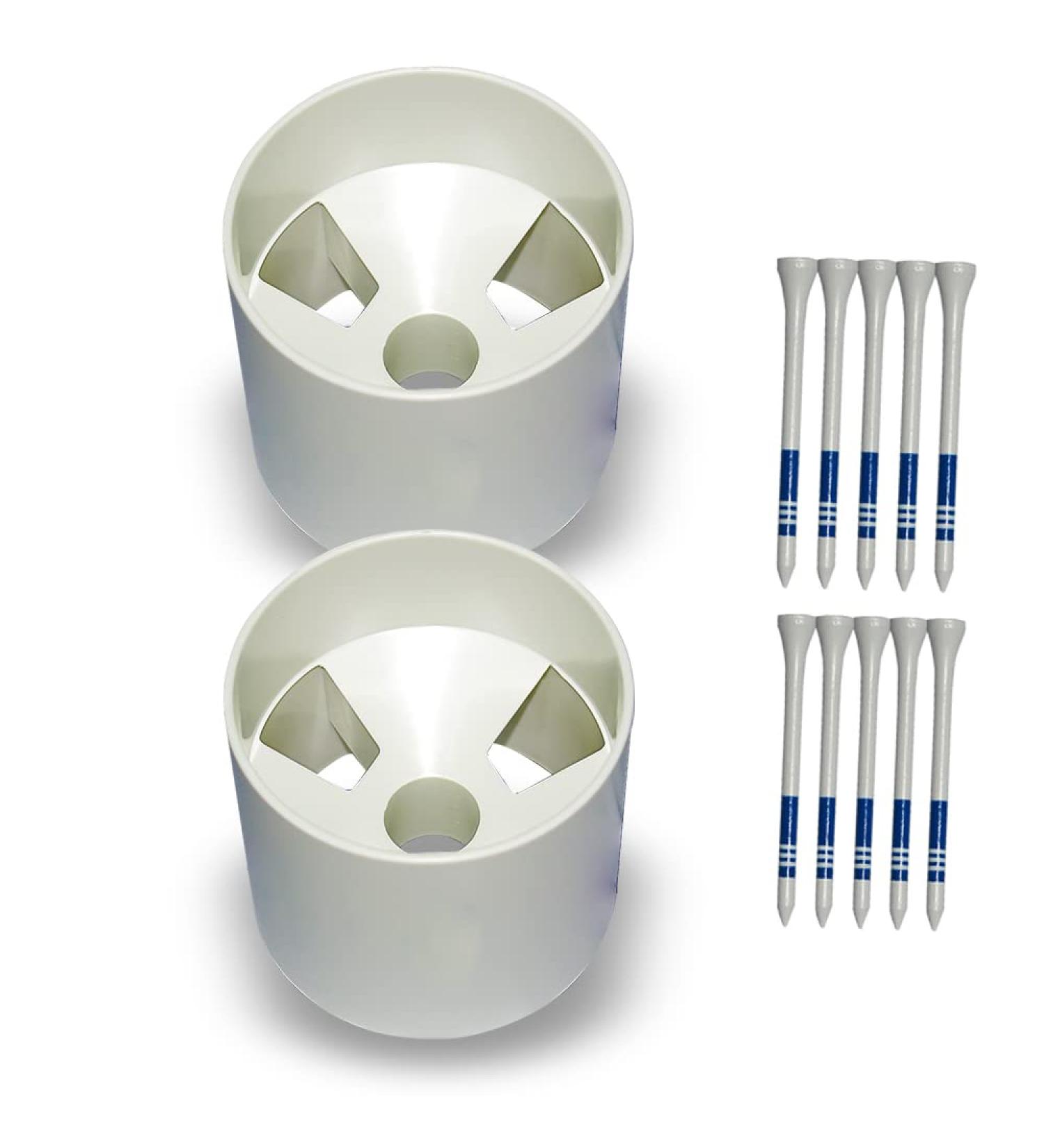 Sailing Golf Hole Cup 4 inch White Plastic | ABS Golf Green Cups Set with 10pcs 3-1/4inch Tees - Ideal for Golf Practice - Buy Online on GoSupps.com