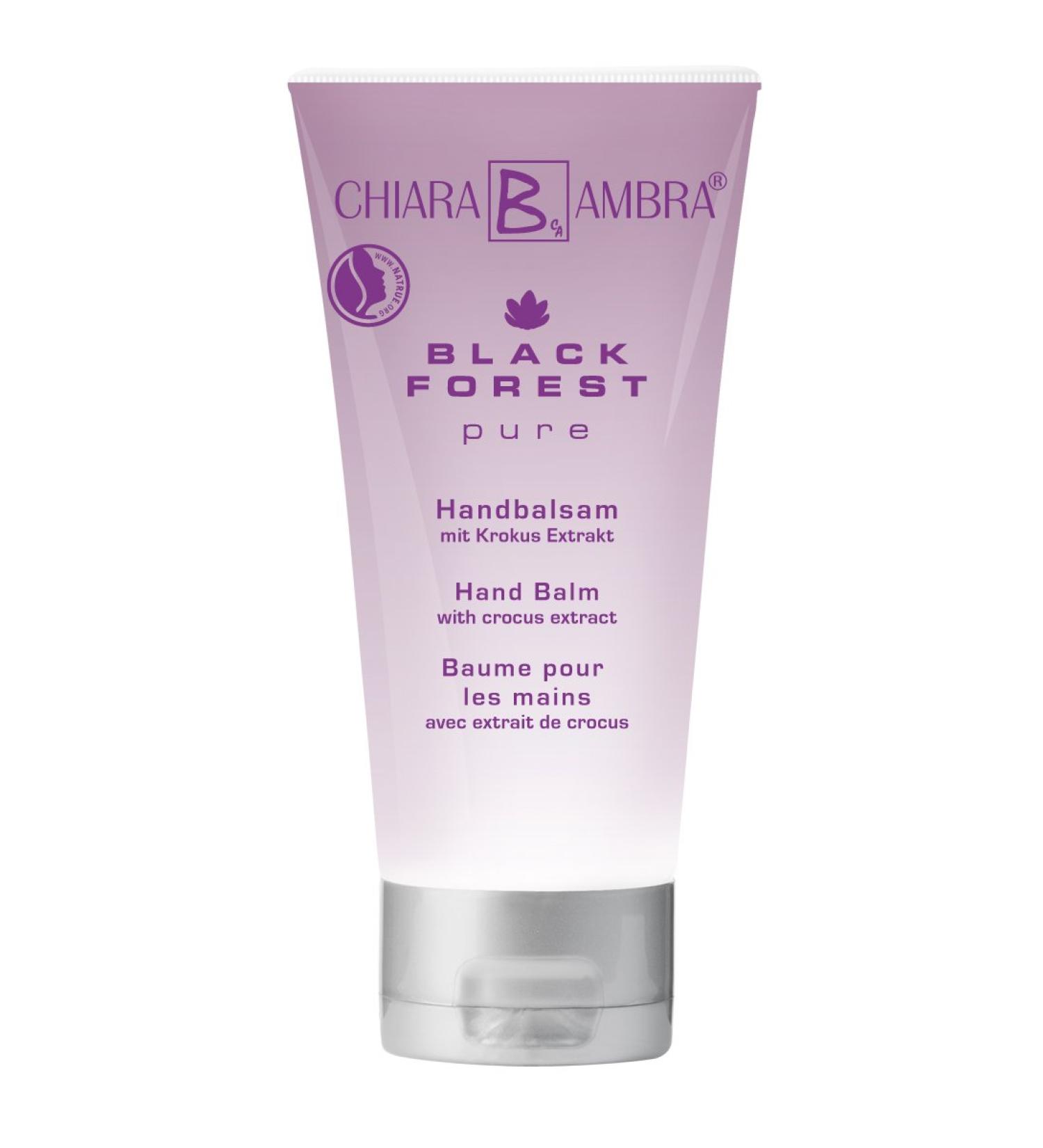 Chiara Ambra Black Forest Pure Handbalsam with crocus extract moisturizing repairing and tightening nail skin natural cosmetics soda certified made in Germany content: 50 ml