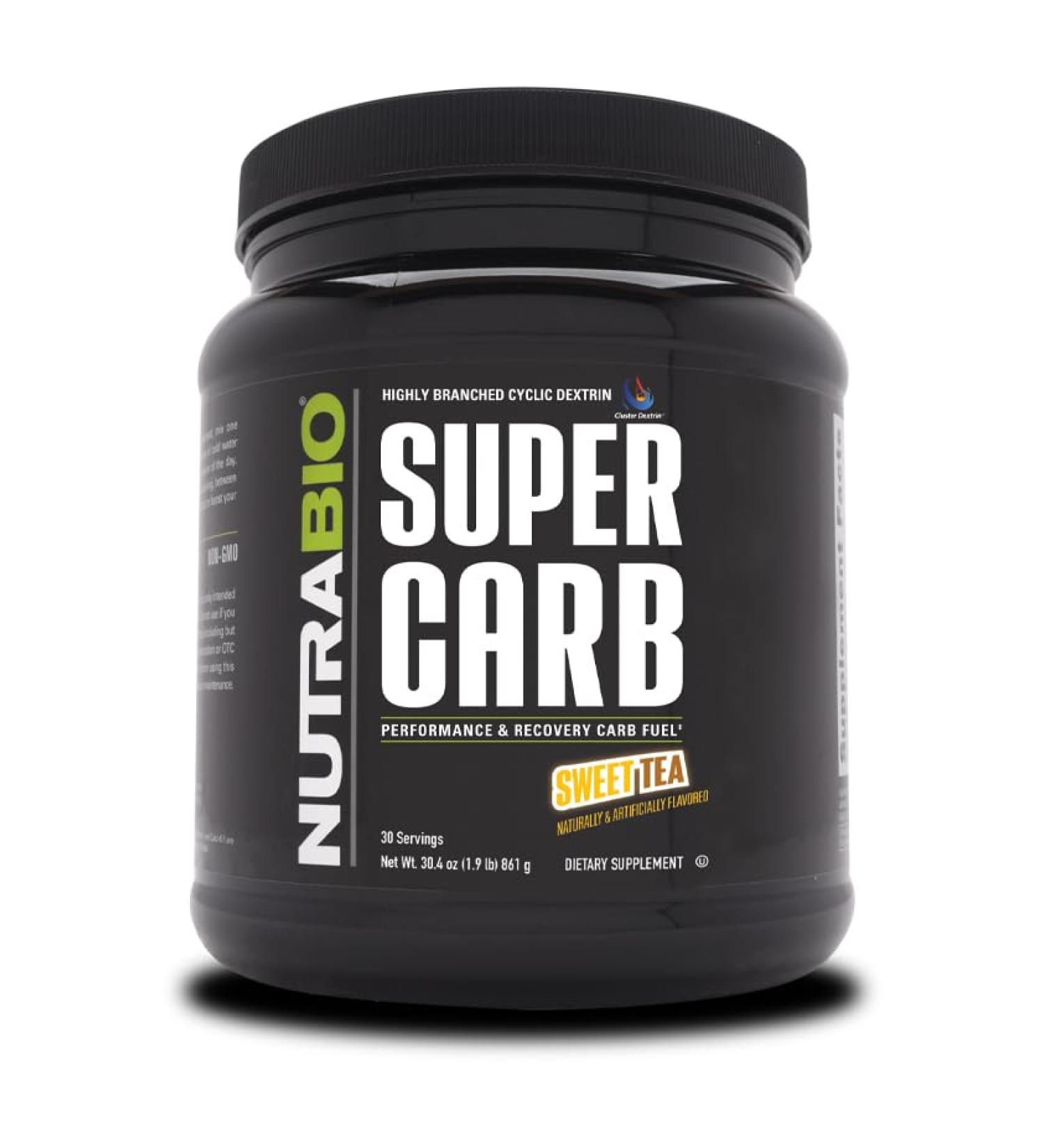 NutraBio Super Carb Sweet Tea 30 Servings - Fast-acting Energy & Recovery Formula - Buy Online on GoSupps.com