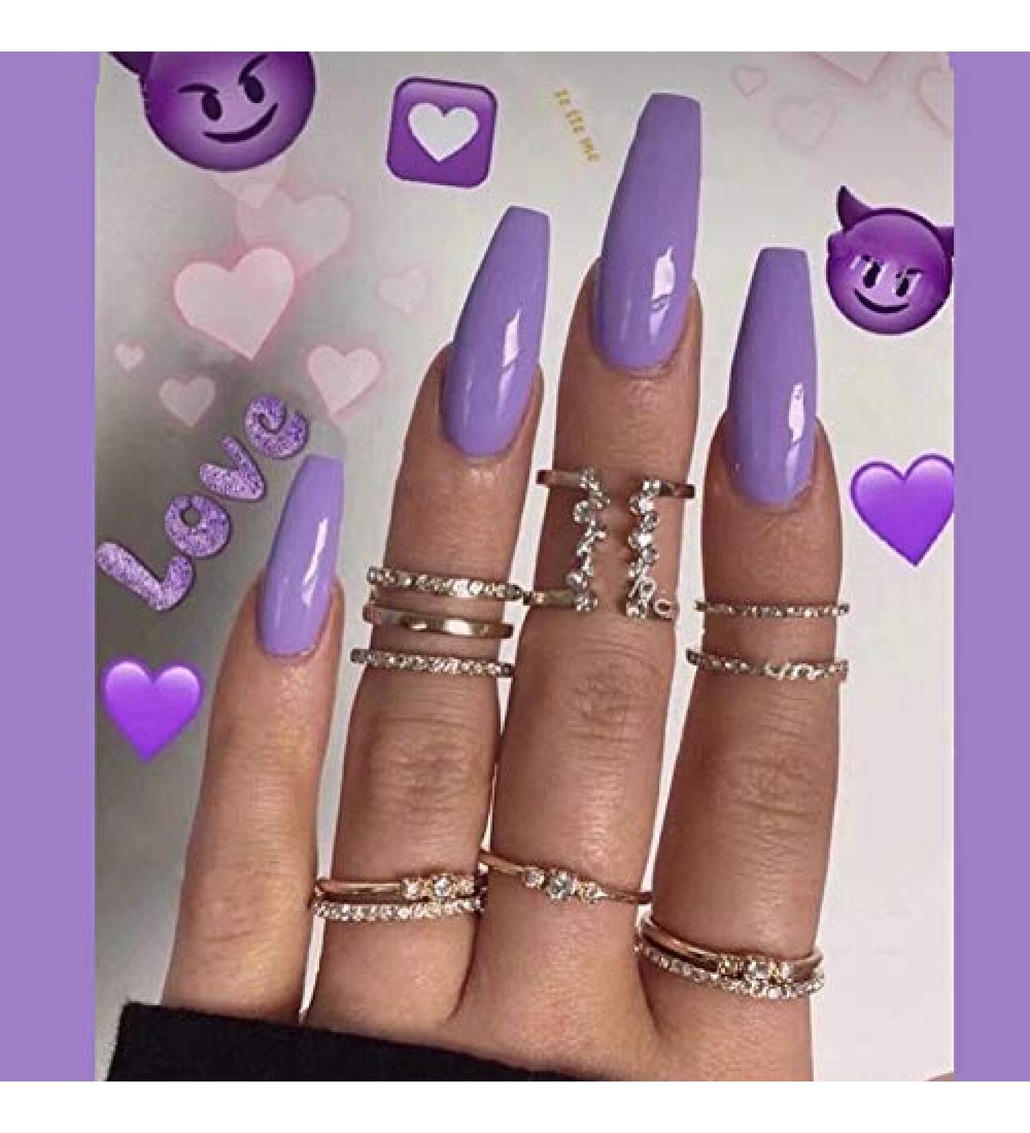 Buy Sethain Shiny Purple Ballerina Press-On Nail Tips - 24 Piece Complete Set for Women & Girls - Long Stylish & Perfect for Any Occasion - Buy Online on GoSupps.com