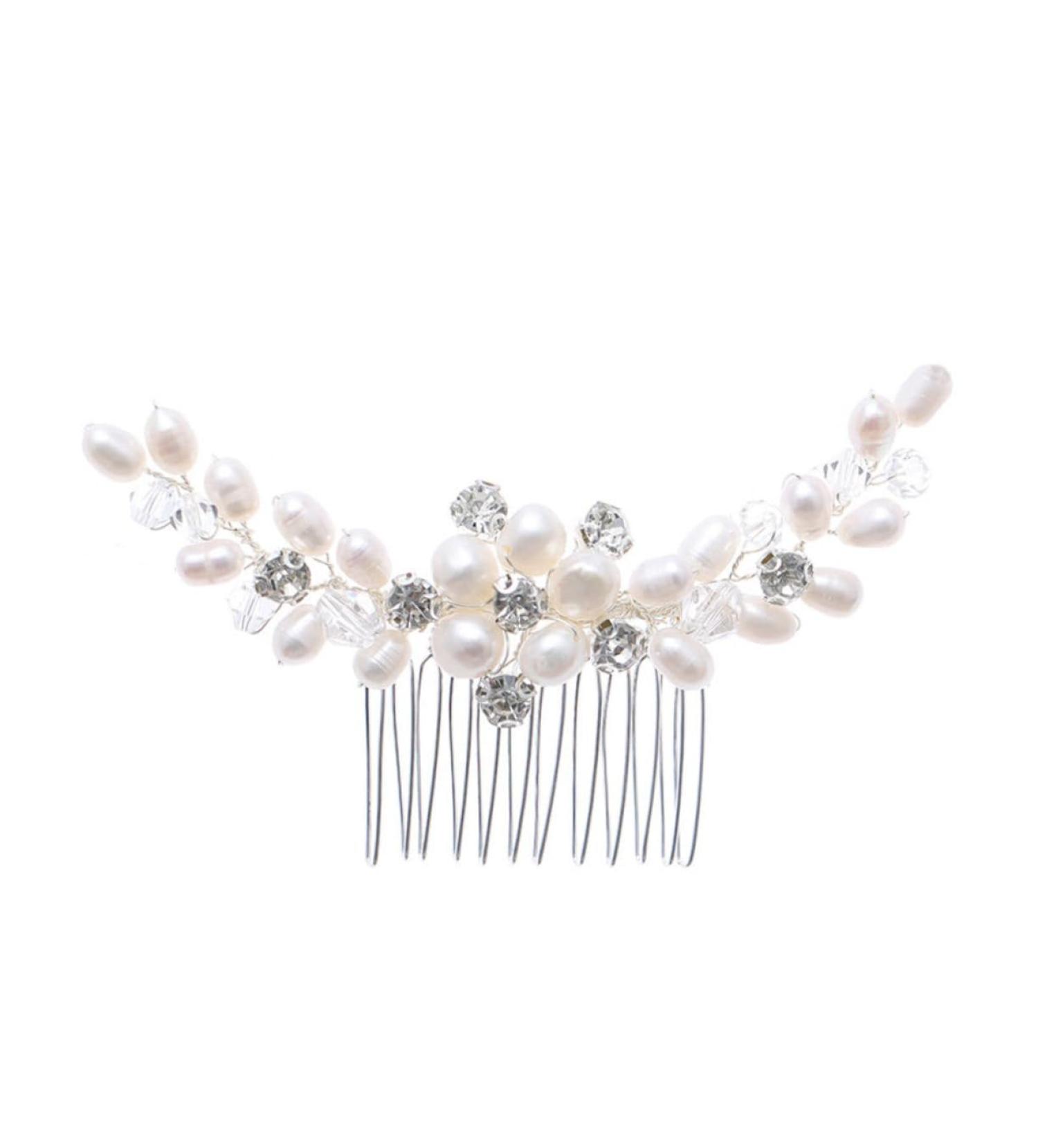 Didiseaon Rhinestone Bridal Comb Bridal Hair Combs Bridal Hair Clip Bridal Headpiece Hair Teasing Comb Floral Hair Accessories Honey Brows Tiara Bride Abs Pearl Decorate - Buy Online on GoSupps.com