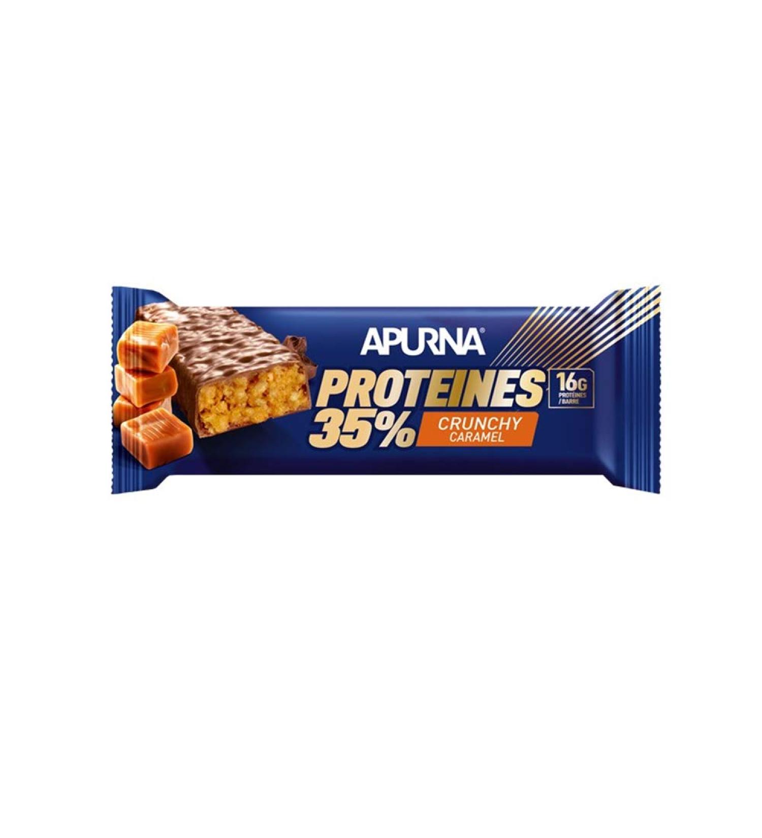 APURNA - CRUNCHY CARAMEL HYPERPROTEIN BARS - Display of 20 bars of 45g