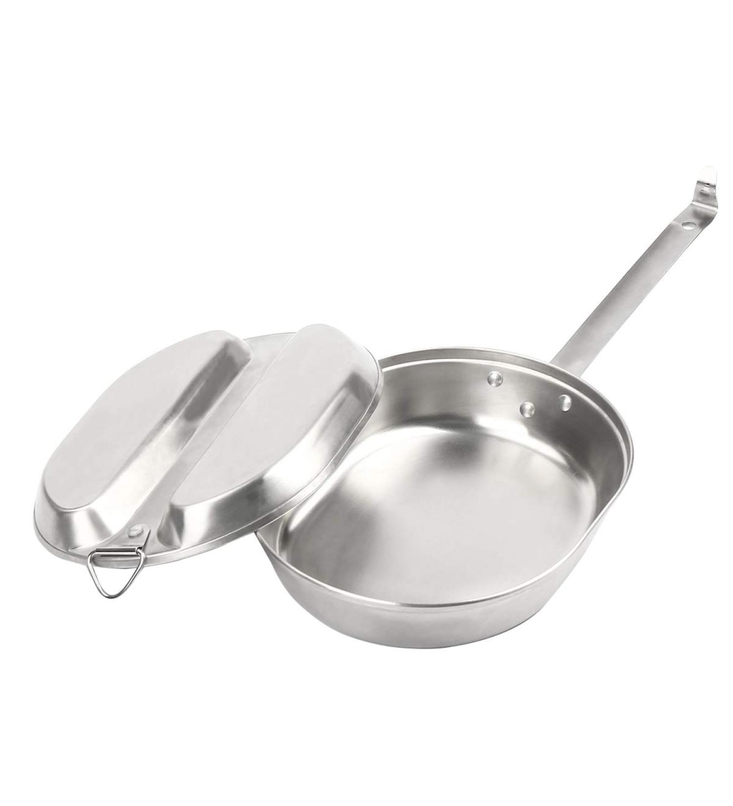TargetEvo Stainless Steel Military Mess Kit Tray & Frying Pan - Portable Camping Cookware Set - Buy Online on GoSupps.com