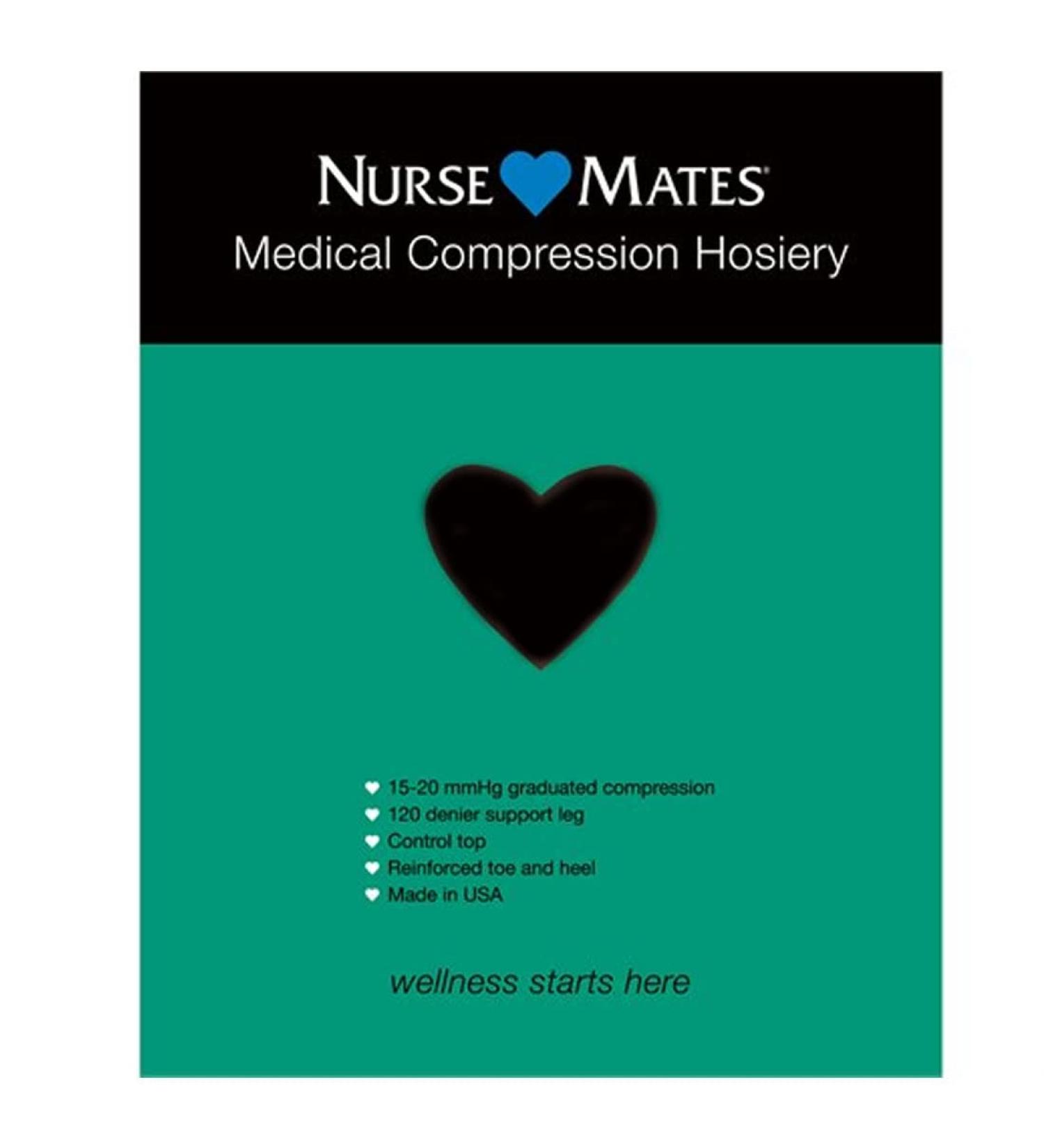 Nurse Mates Medical Compression Tights 15-20 mmHg Support Tights 1 Pair Black C