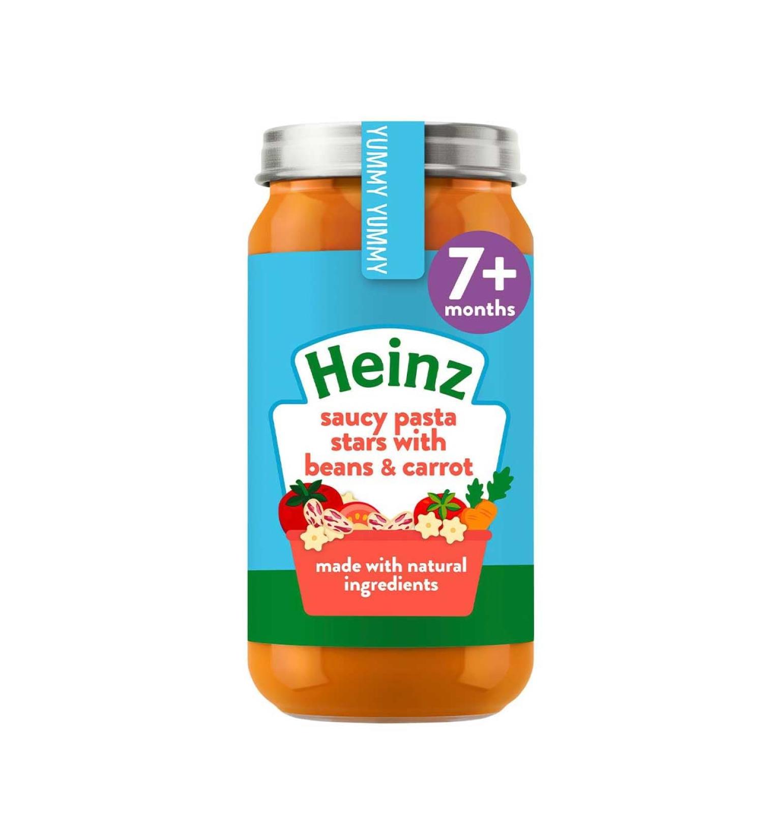 Heinz Baby Food Saucy Pasta Stars Beans Carrot 7+Months Pack of 6 Jars 200g