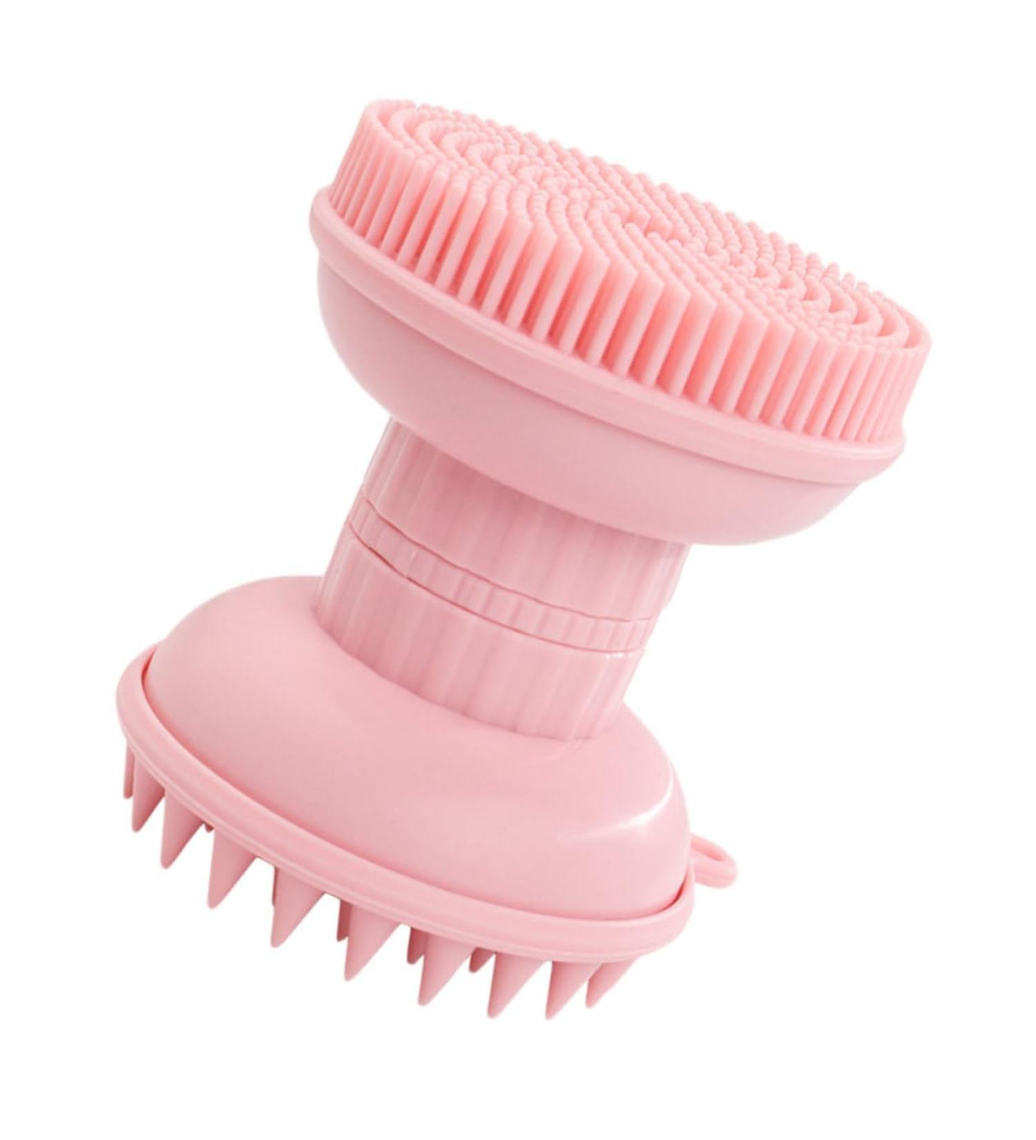 Beatifufu 1pc Three-in-one Bath Brush Manual Bath Cleaning Brush Manual Face Brush Waterproof Facial Brush Face Scrubber Brush Filler Cleansing Brush Scalp 8.6x7cm Pink - Buy Online on GoSupps.com
