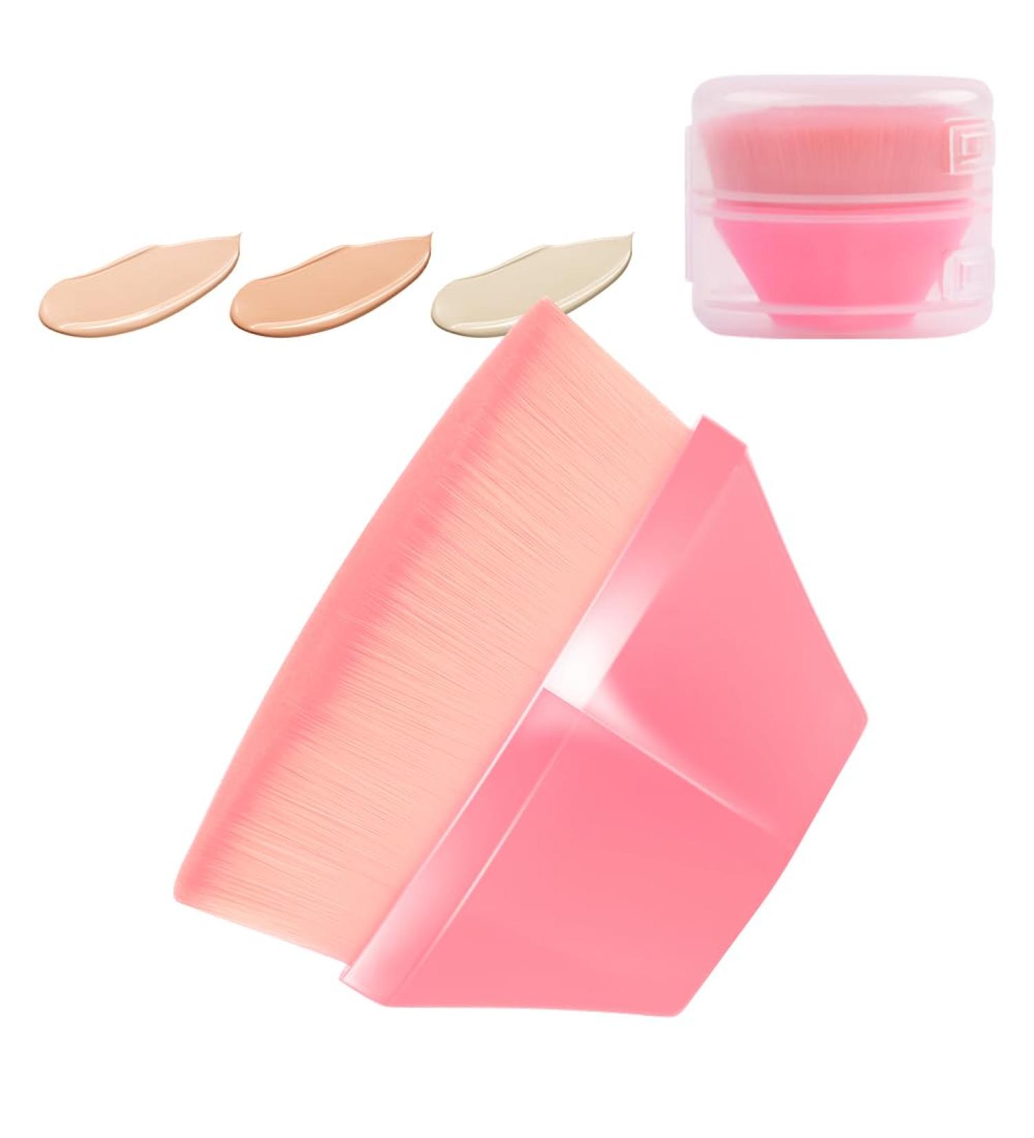 Auauy Foundation Brush - Flat Seamless Makeup Brush with Storage Box | Portable Blush Brush in Rose - Ideal for Liquid Foundation & Seamless Application - Buy Online on GoSupps.com