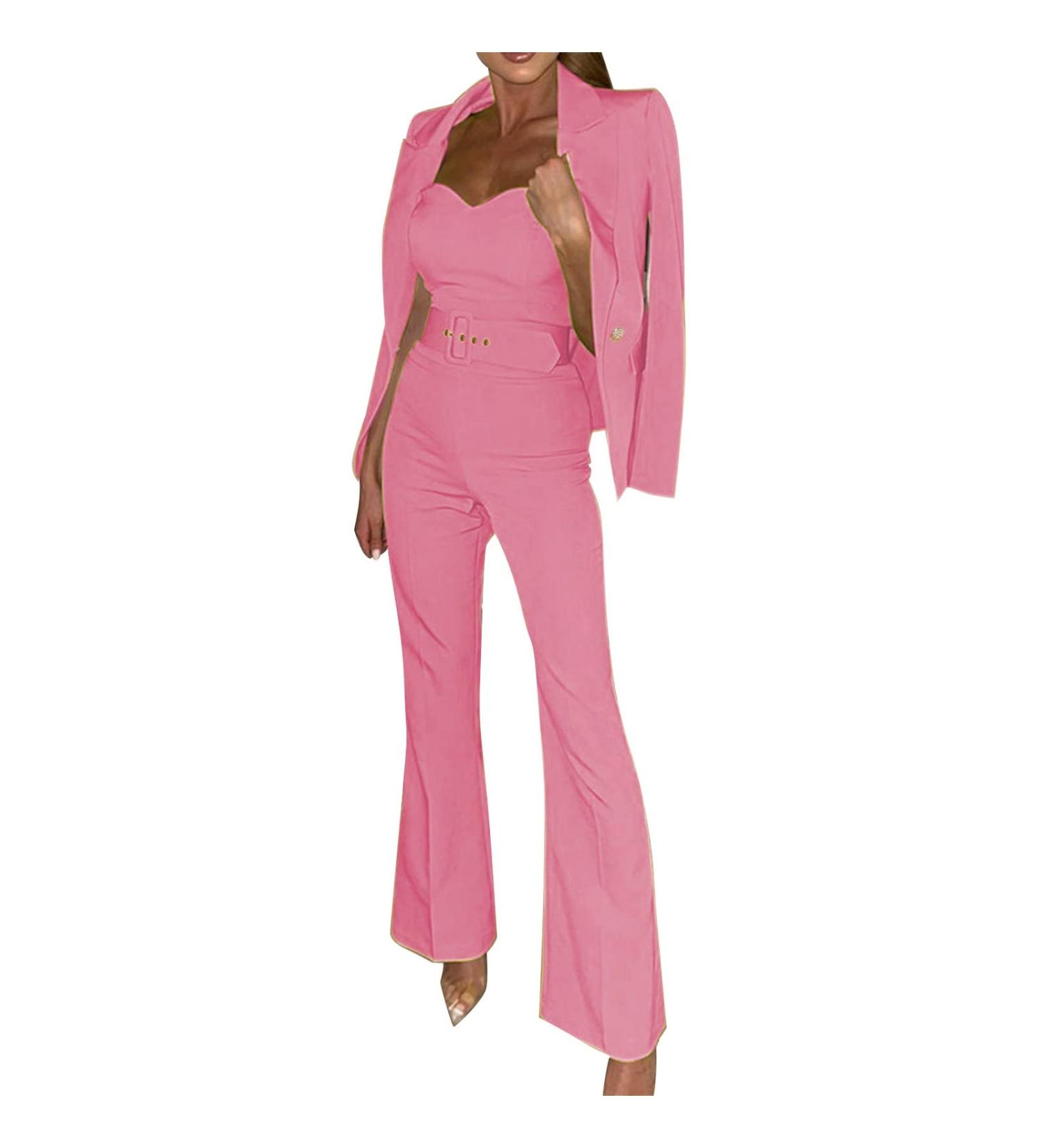 2 Piece Outfits for Women UK Sale Clearance Stretchy Blazer Jacket Slim Fit Trouser Pants Suits Sets Long Sleeve Casual Office Ladies Blazer Set 4088-sasnx-pink-b S - Buy Online on GoSupps.com
