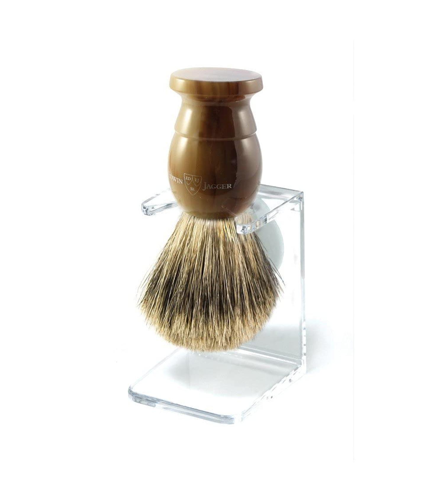 Edwin Jagger 1EJ872SD's medium of best badger shaving brushes and stands imitation light horn for use with shaving cream or soap for men