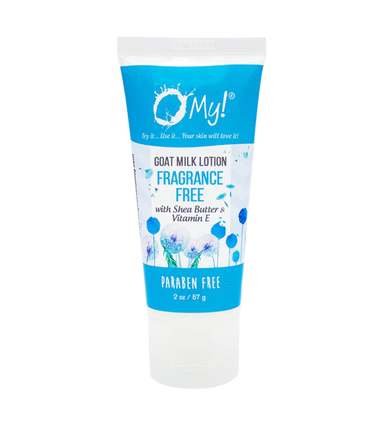 O My! Goat Milk Lotion | Made with Farm-Fresh Goat Milk | Shea Butter and Vit E | Free of Parabens & More | Handcrafted in USA Fragrance Free 2 Fl Oz (Pack of 1)