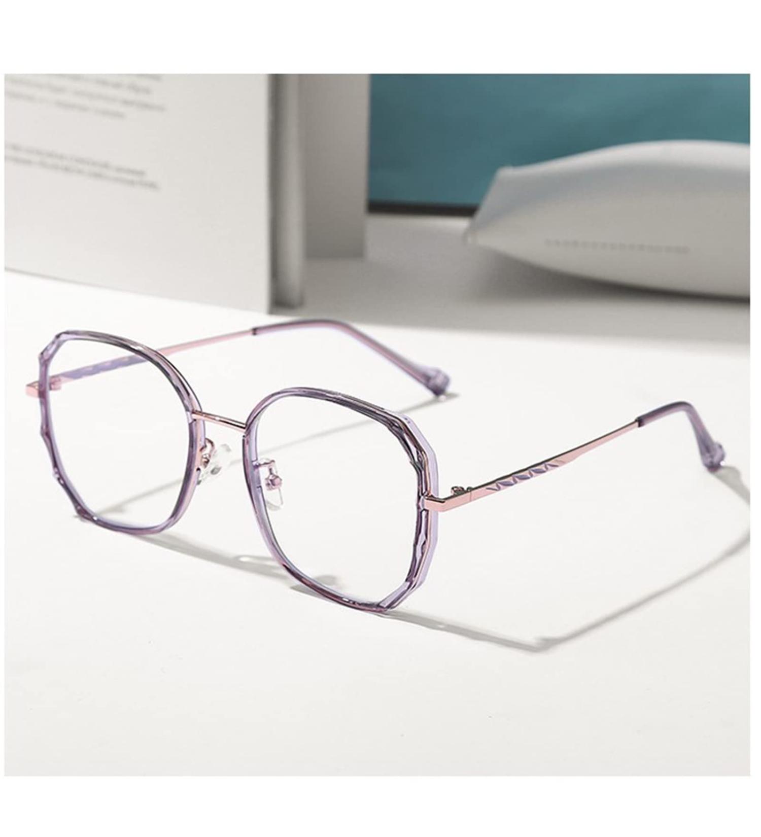 Fashionable Purple Reading Glasses for Men & Women - Large Frame Portable Anti Blue Light (1.0+) - Buy Online on GoSupps.com