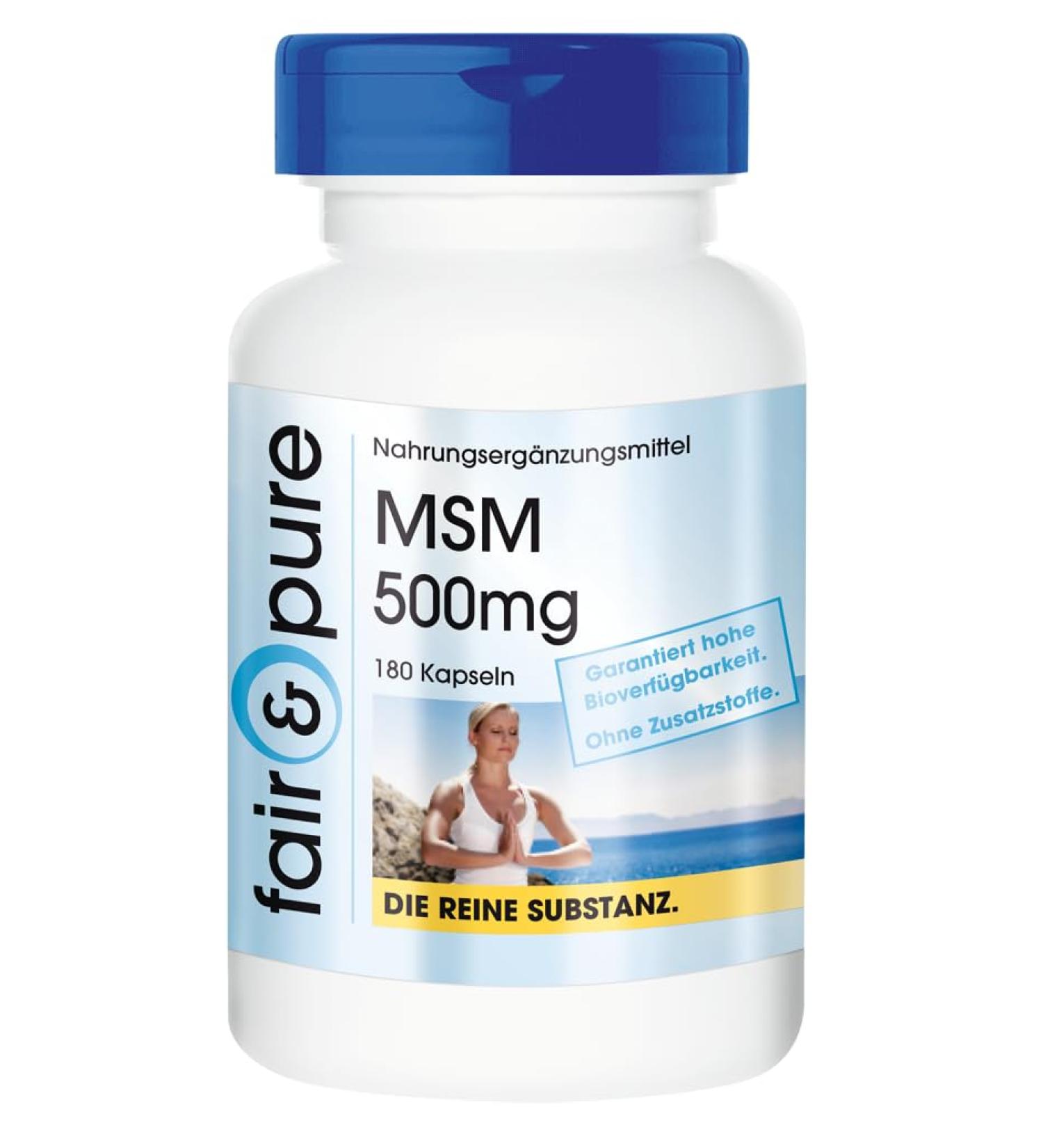 Fair & Pure MSM 500mg Capsules - Vegan Methylsulfonylmethane - 180 Count - No Magnesium Stearate - International Shipping Available - Buy Online on GoSupps.com