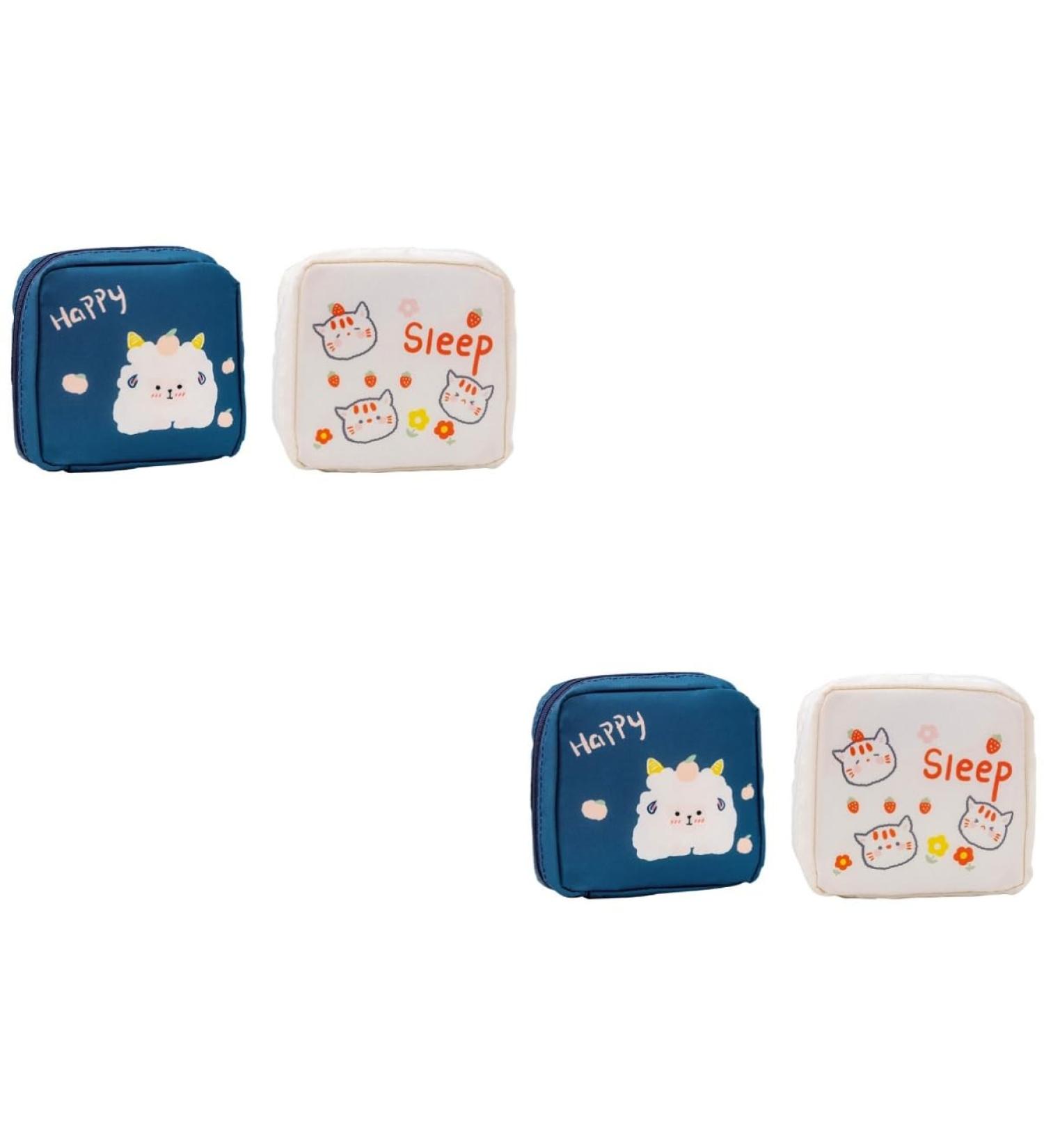 Lurrose 4-Piece Women's Bandage Storage Bag Set | Cotton & Oxford Fabric | Portable White Cat Pocket Pouches (12.5x12cm) - Buy Online on GoSupps.com