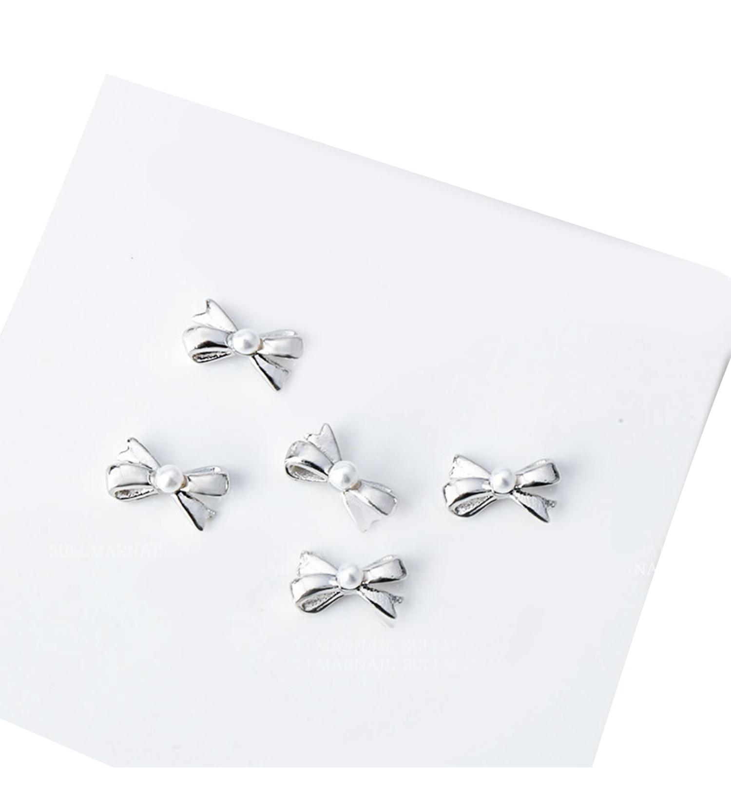 5Pcs Metal Nail Art Studs 3D Nail Art Metal Nail Art Jewelry Decorations Pearls Bows Nail Decoration Accessories Nail Rivets Gems - Buy Online on GoSupps.com