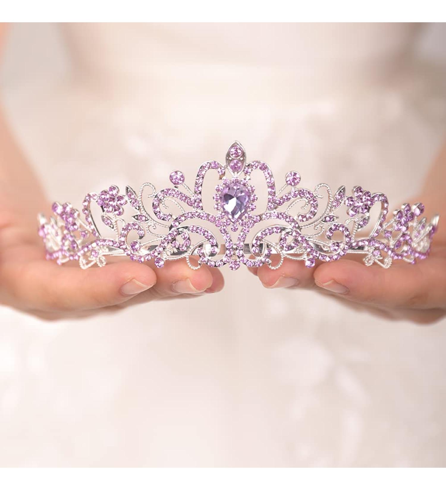 JWICOS Light Purple Crystal Tiara for Women & Girls - Elegant Princess Crown for Wedding, Prom & Birthday Party - Buy Online on GoSupps.com
