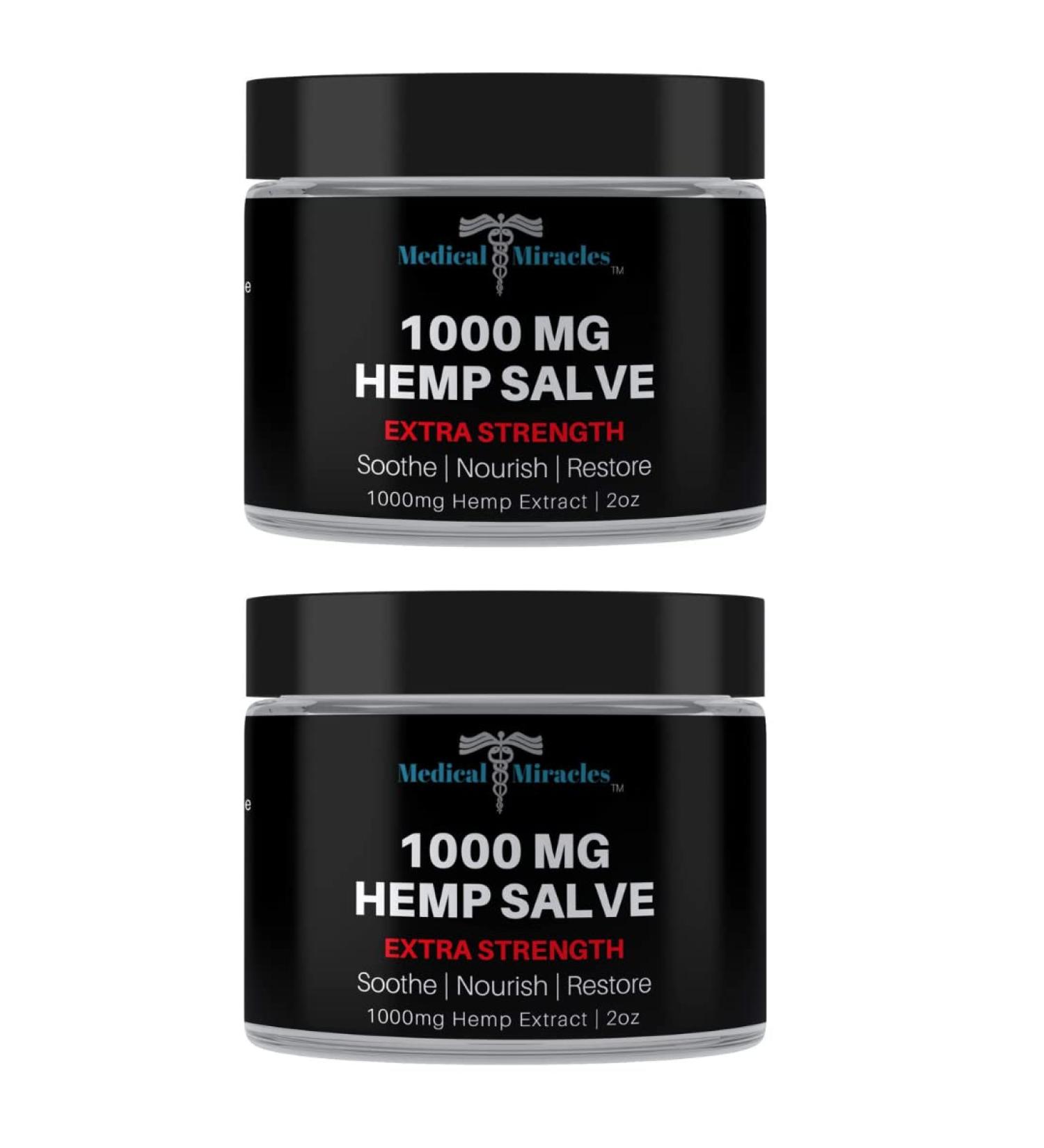 Medical Miracles| Hemp 1000 Mg Salve | Ideal for Hips Joints Neck Back Elbows Fingers Hands Knees|100% Natural - Made in USA |Pack of 2 - Buy Online on GoSupps.com
