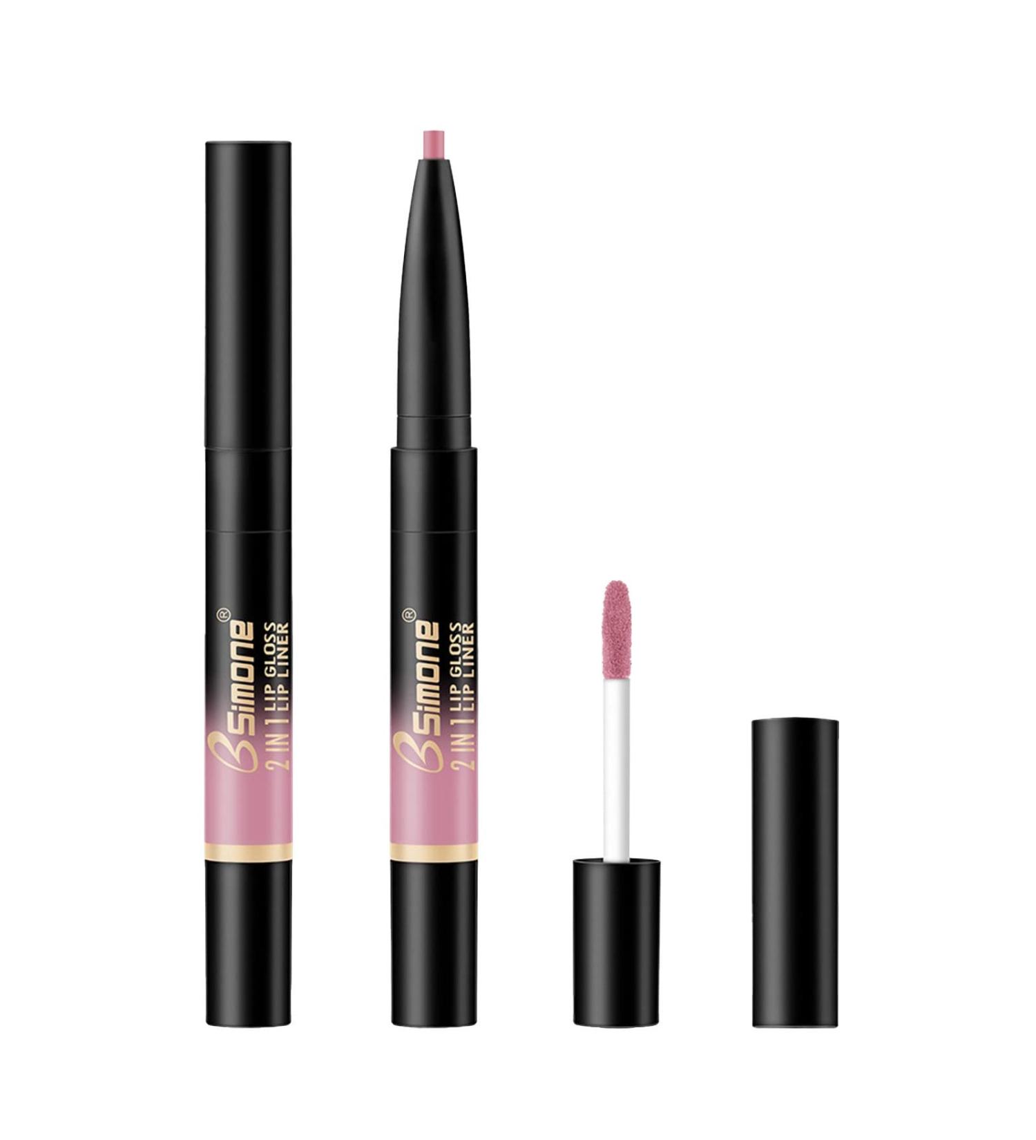 2-in-1 Lip Liner & Gloss Set - Matte Waterproof Lip Makeup Pen for Women & Girls | International Shipping - Buy Online on GoSupps.com