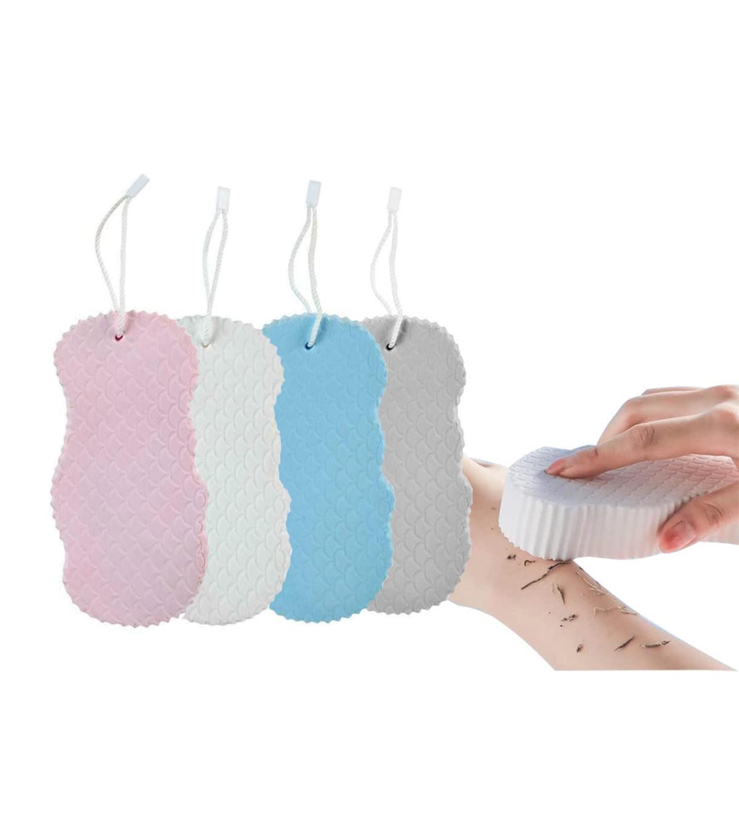 Super Soft 3D Bath Sponge Set - Exfoliating Shower Brush for Dead Skin Removal & Body Scrub - Pack of 4 - Buy Online on GoSupps.com