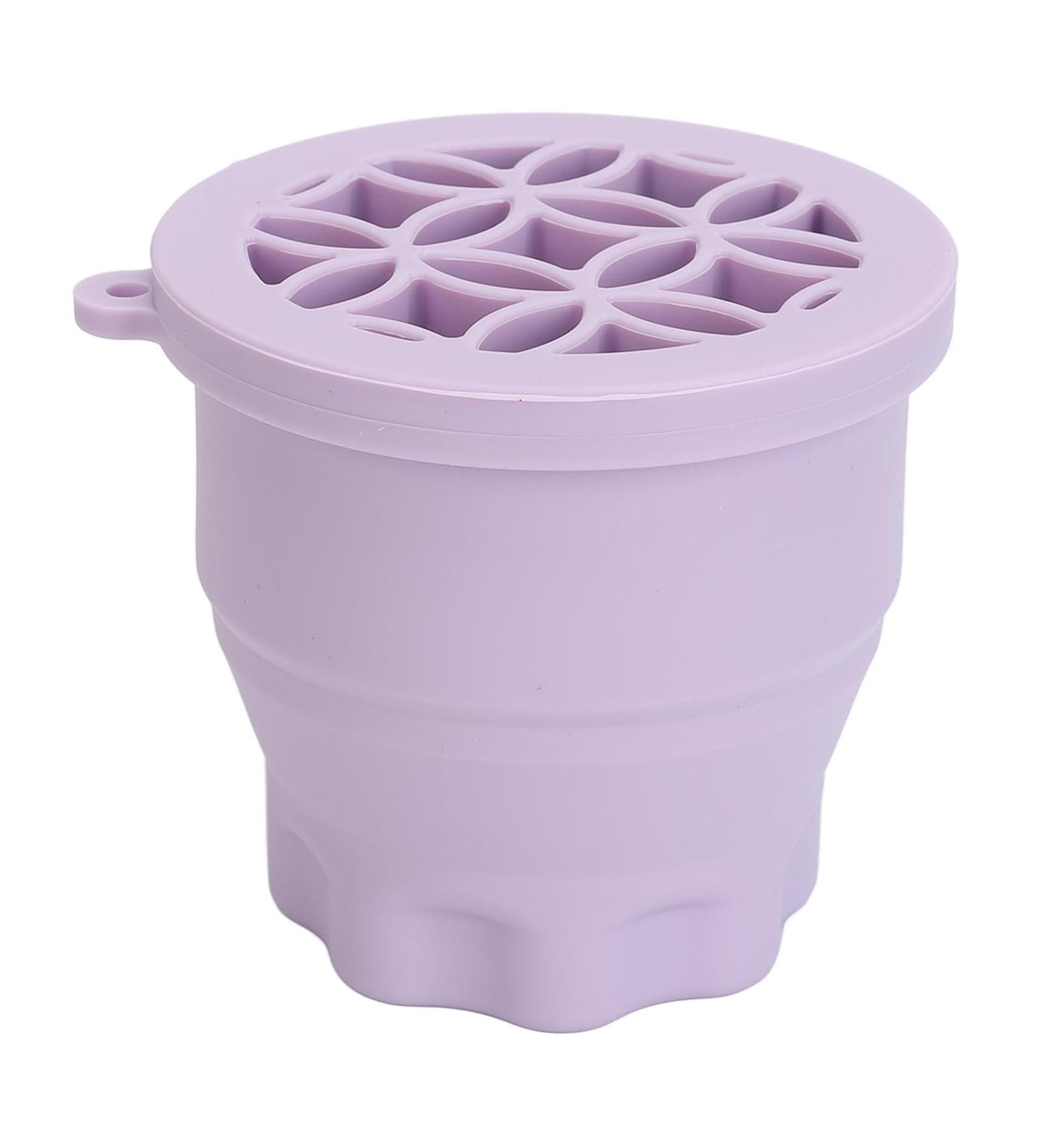 Makeup Brush Cleaning Mat Makeup Brush Cleaner Cup Makeup Brush Cleaner Cosmetic Brush Cleaning Pad Drying Rack Silicone Scrubber Bowl Portable Washing Tool (Purple) - Buy Online on GoSupps.com