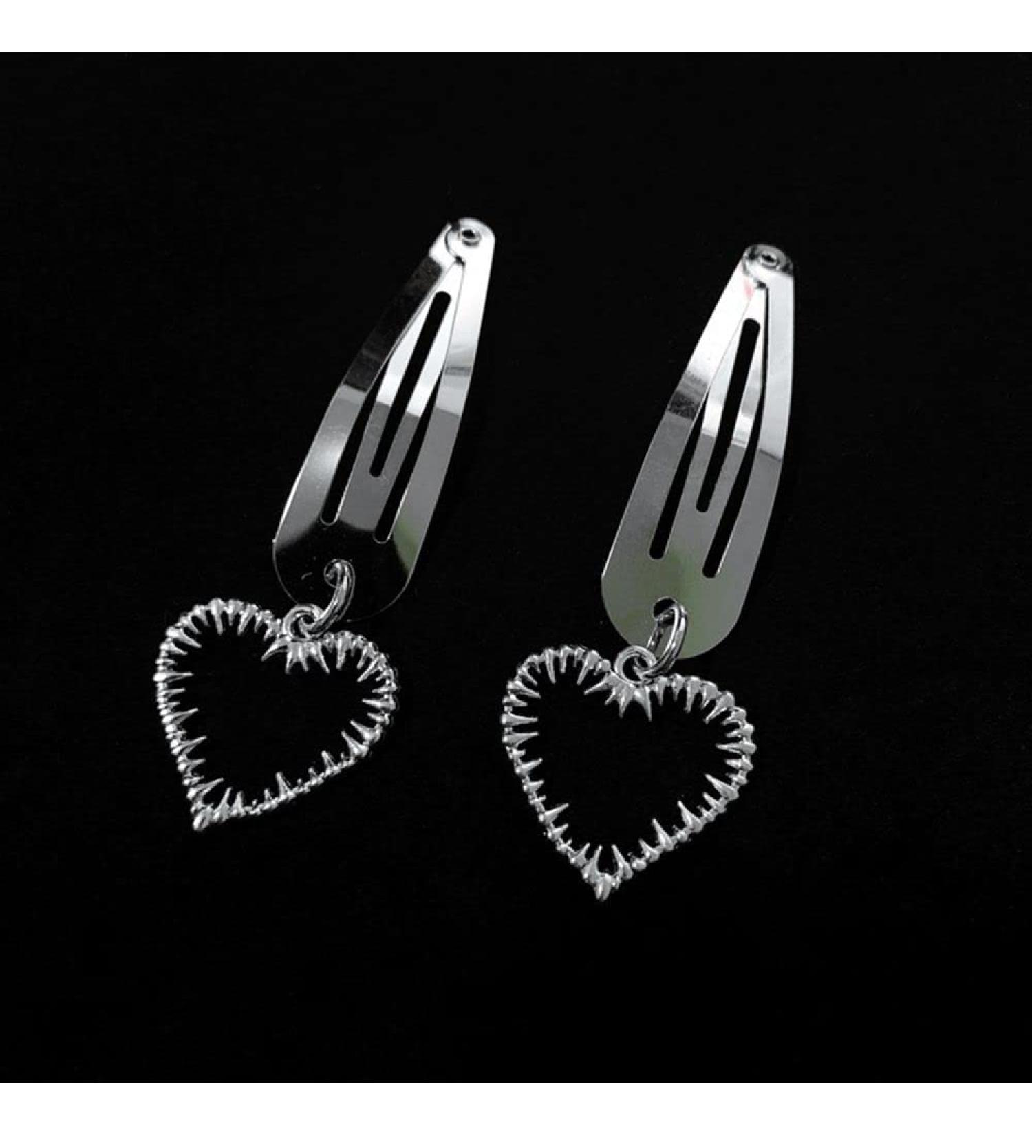 2pcs Heart and Star Snap Hair Clips for Women and Girls - Y2K Punk Hip Hop Style - Buy Online on GoSupps.com