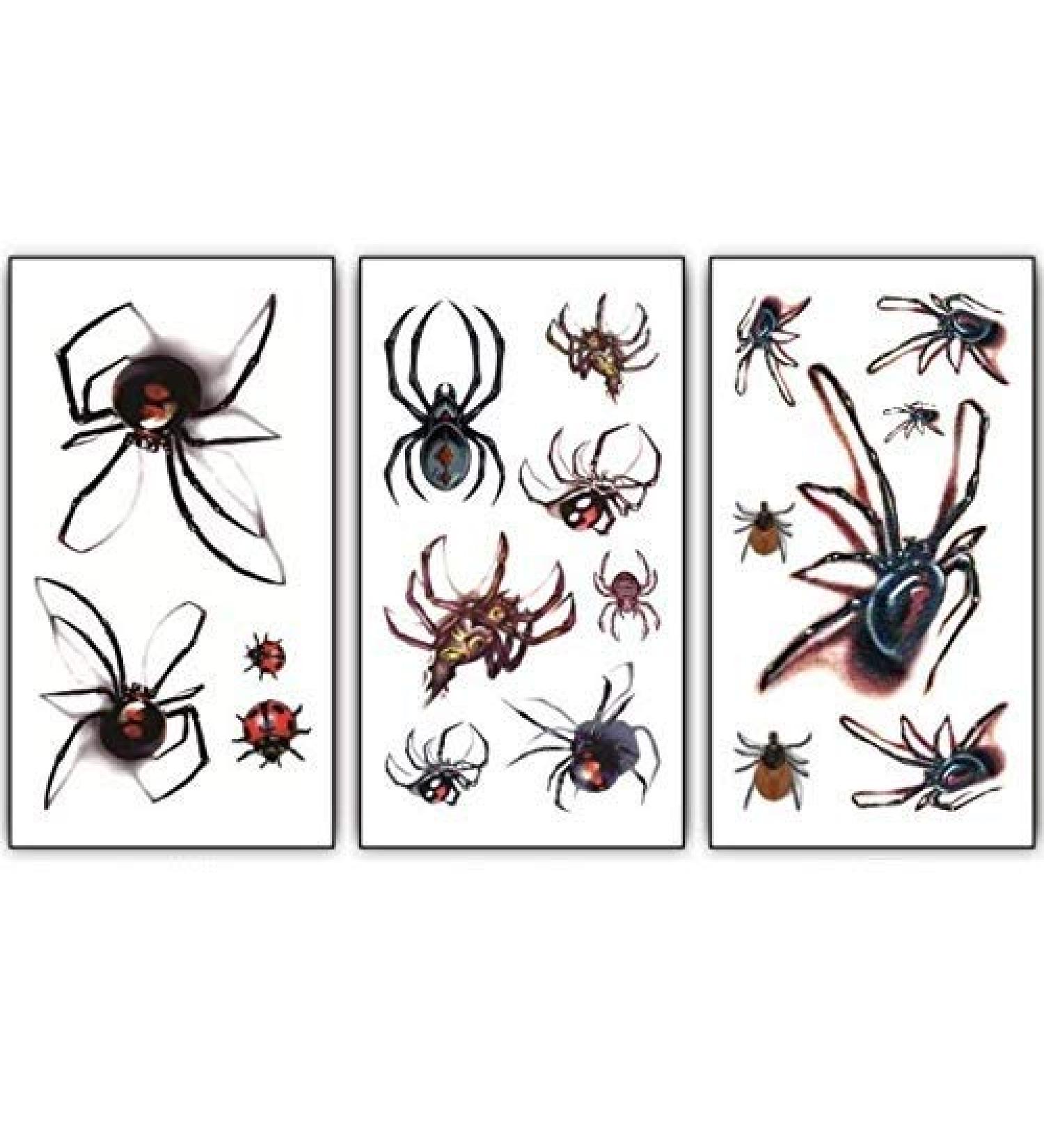 DNHCLL 15 Sheets 3D Spider Temporary Tattoo Sticker Set - Waterproof Body Art Decal for Halloween Day | Halloween Temporary Tattoos - Buy Online on GoSupps.com