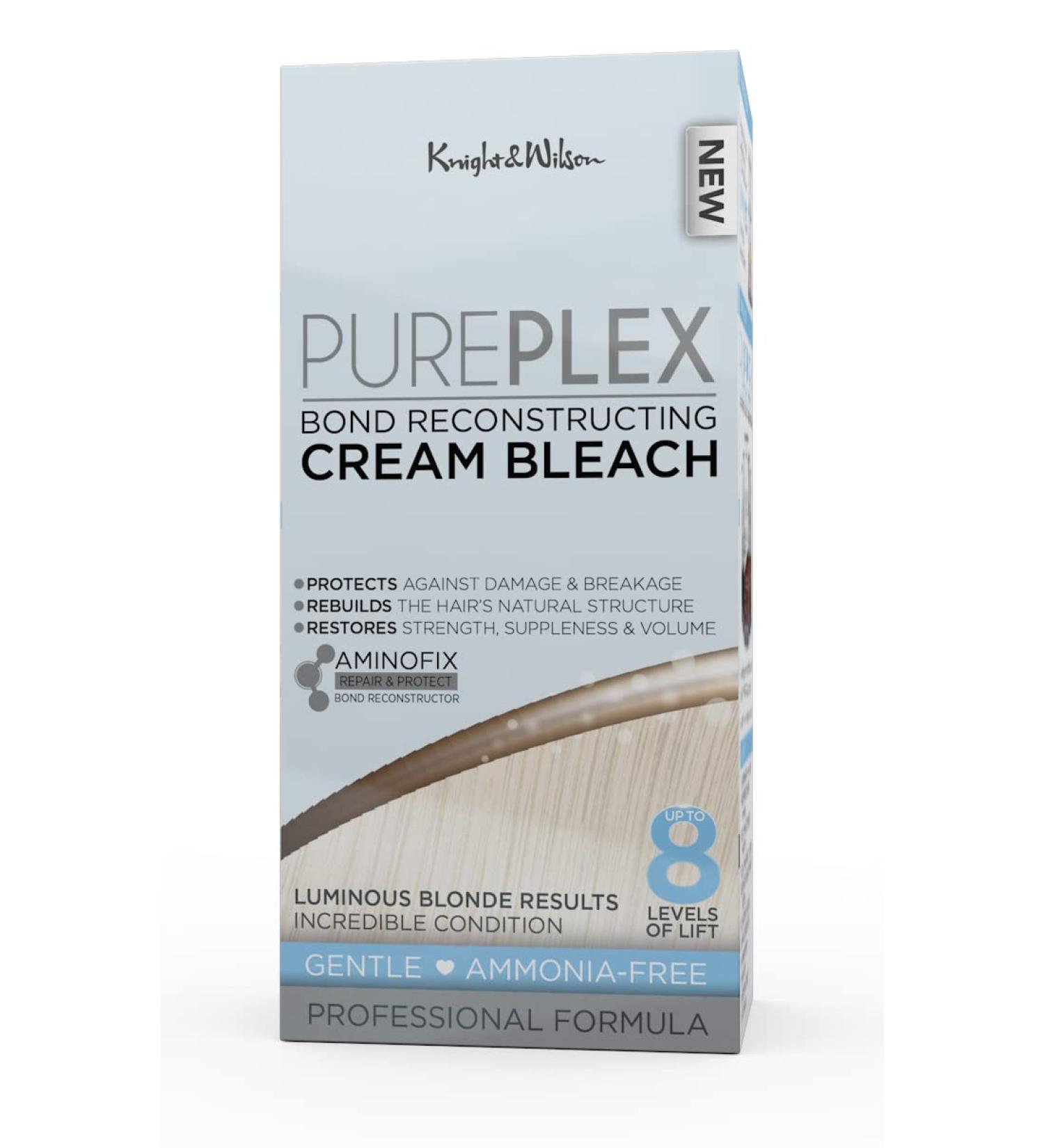 Knight & Wilson Pure Plex Bond Reconstructing Cream Hair Bleach - Ammonia Free, Lifts up to 8 Shades, Protects & Repairs. Complete At-Home Plex Bleach Kit with Tint Bowl & Brush - Buy Online on GoSupps.com